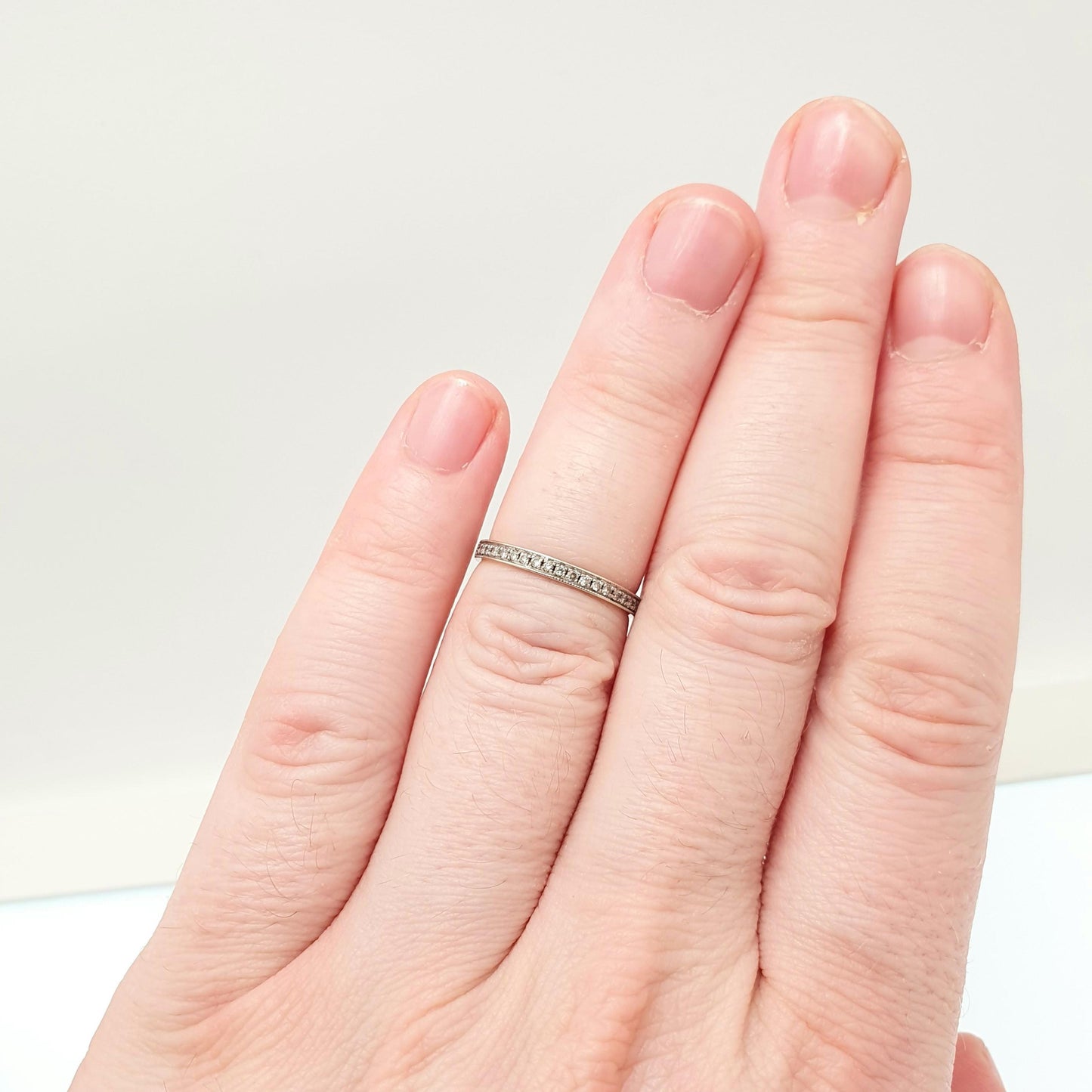 Vintage 18ct Gold Diamond Ring Half Eternity White Gold Natural Diamonds Wedding Womens Engagement Jewelry Jewellery