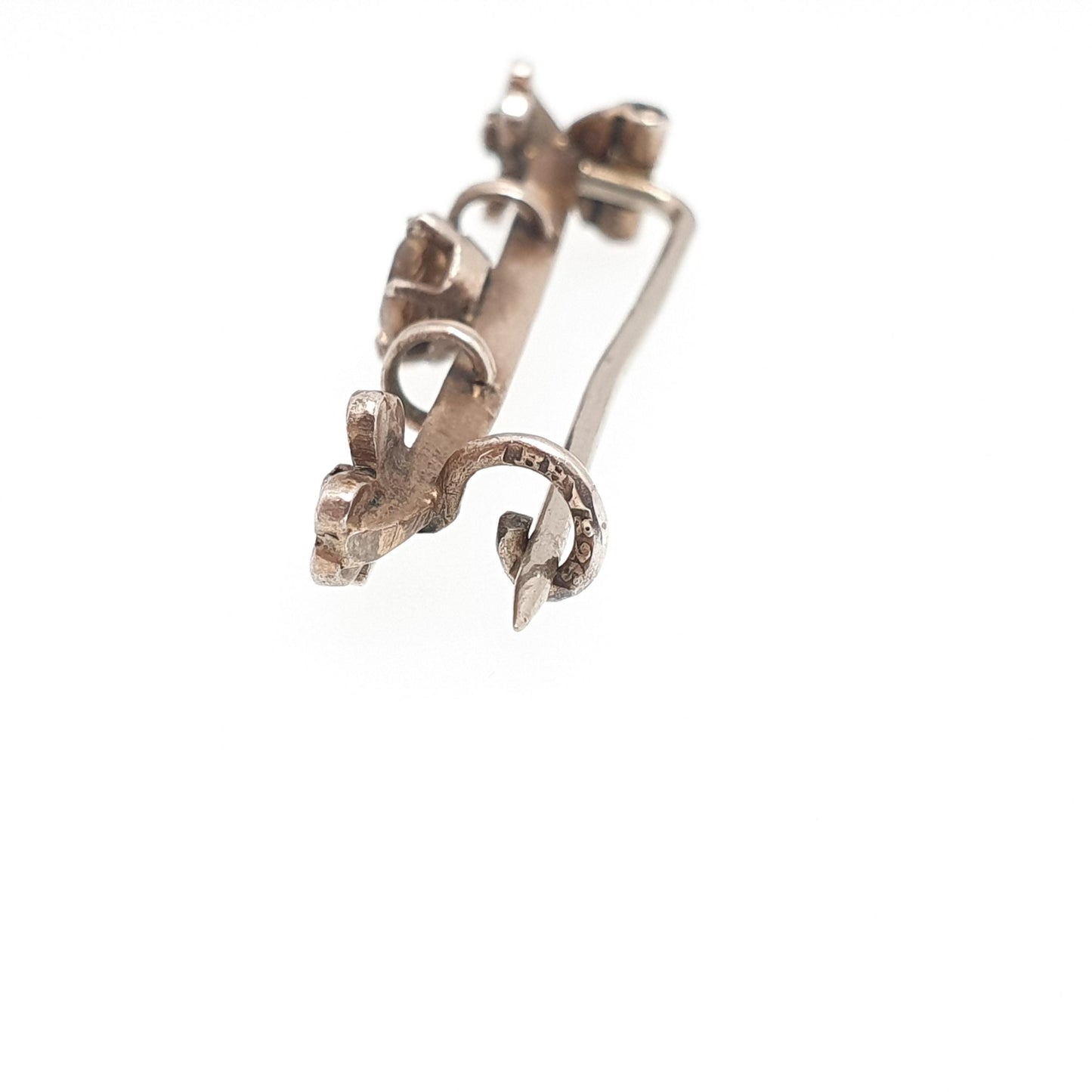 Antique Gold On Solid Silver Citrine Brooch Clover Seed Pearl Gemstone Scandinavian Pin Vintage