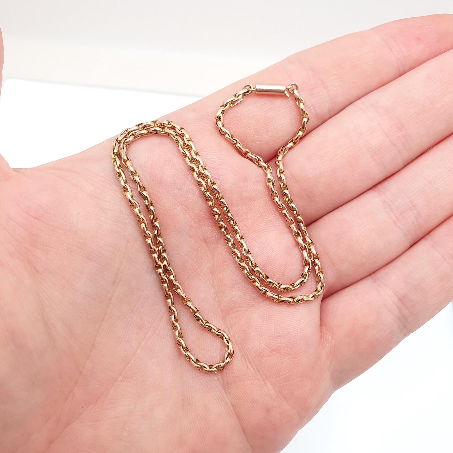 Antique Victorian 9ct Rose Gold Chain Necklace Belcher Cable Link Solid 9k Vintage 4.84g