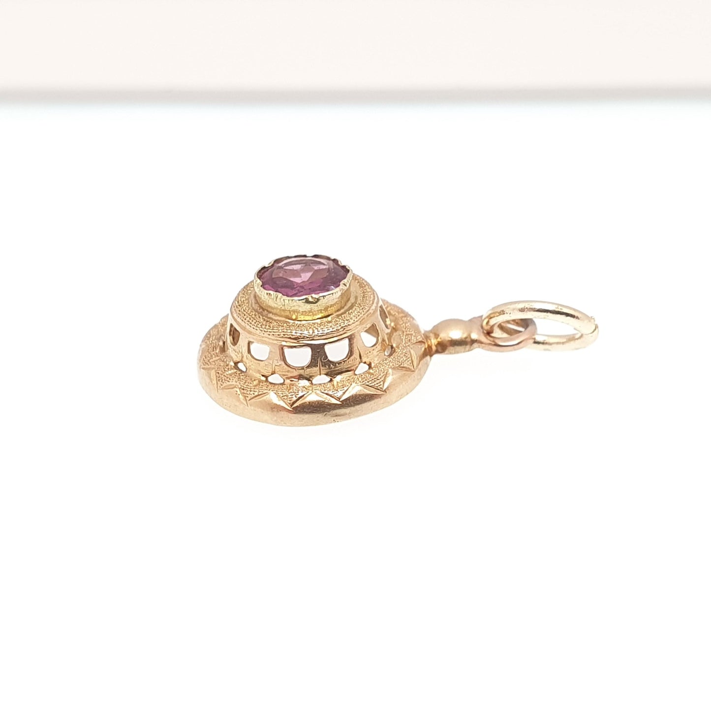 Antique Victorian 18ct Gold Amethyst Necklace Pendant French Solid 18k 18kt Etruscan Round Cut Vintage Jewelry Jewellery