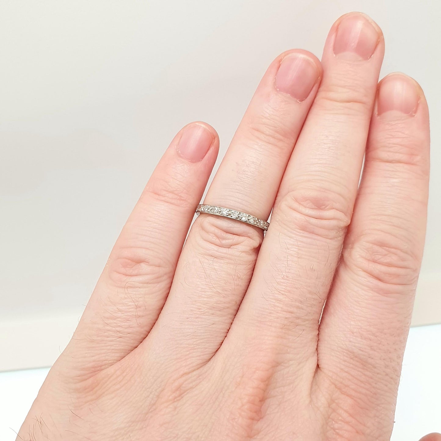 Antique Art Deco Platinum Diamond Eternity Ring 1920s Natural Diamonds Gemstone Full Band Stacker Wedding Womens Jewellery Jewelry