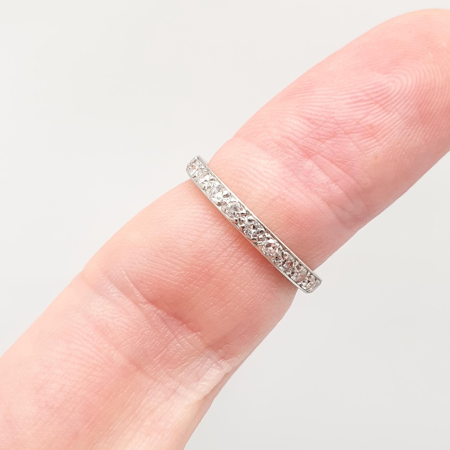 Antique Art Deco Platinum Diamond Eternity Ring 1920s Natural Diamonds Gemstone Full Band Stacker Wedding Womens Jewellery Jewelry