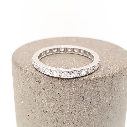 Antique Art Deco Platinum Diamond Eternity Ring 1920s Natural Diamonds Gemstone Full Band Stacker Wedding Womens Jewellery Jewelry