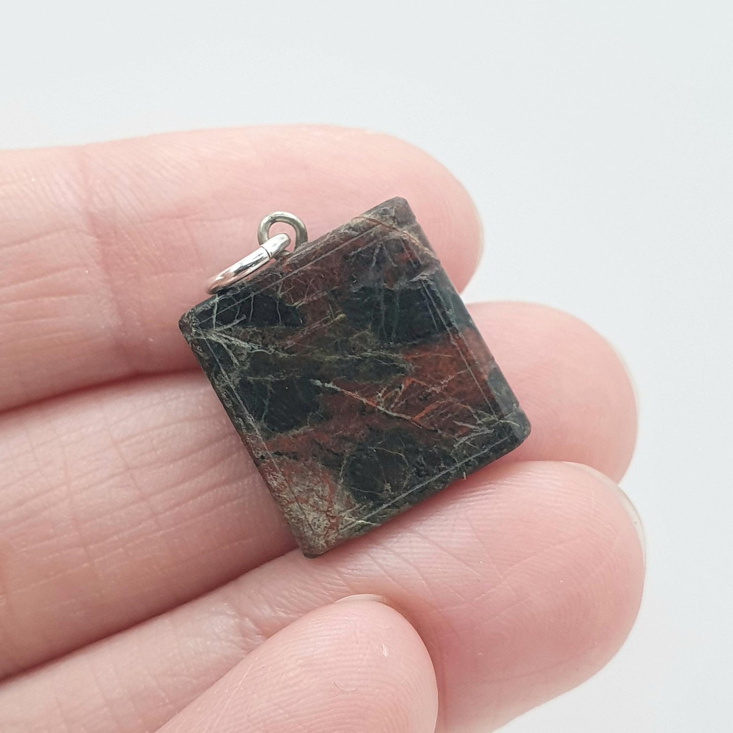 Antique Victorian Bloodstone Book Bible Charm Pendant Genuine Quartz Gemstone Base Metal Vintage 1800s Jewelry Jewellery