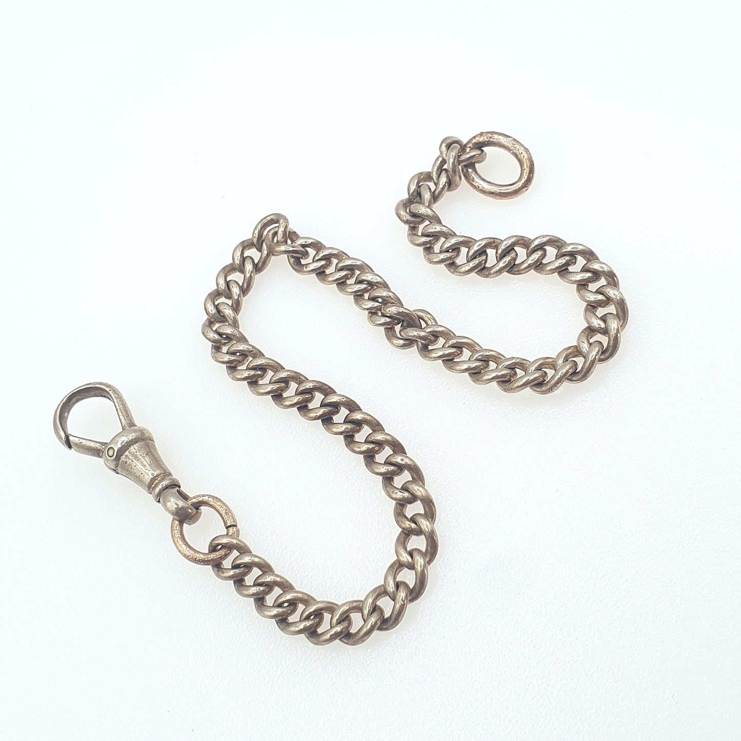 Antique Victorian Rose Rolled Gold Curb Link Bracelet Dog Clip Gold Filled 9.01g 20.5cm Jewelry Jewellery Mens Womens