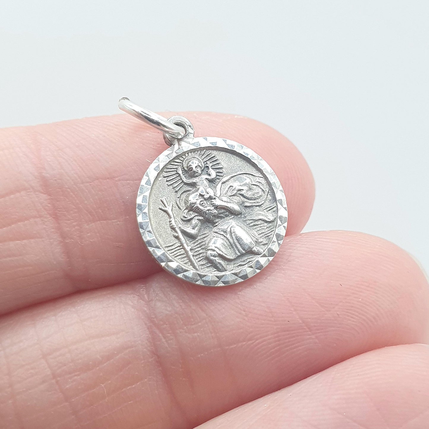 Vintage Sterling Silver GEORG JENSEN St Christopher Charm Pendant Tiny Small One Sided Jewellery Jewelry Men Women 925 Travel