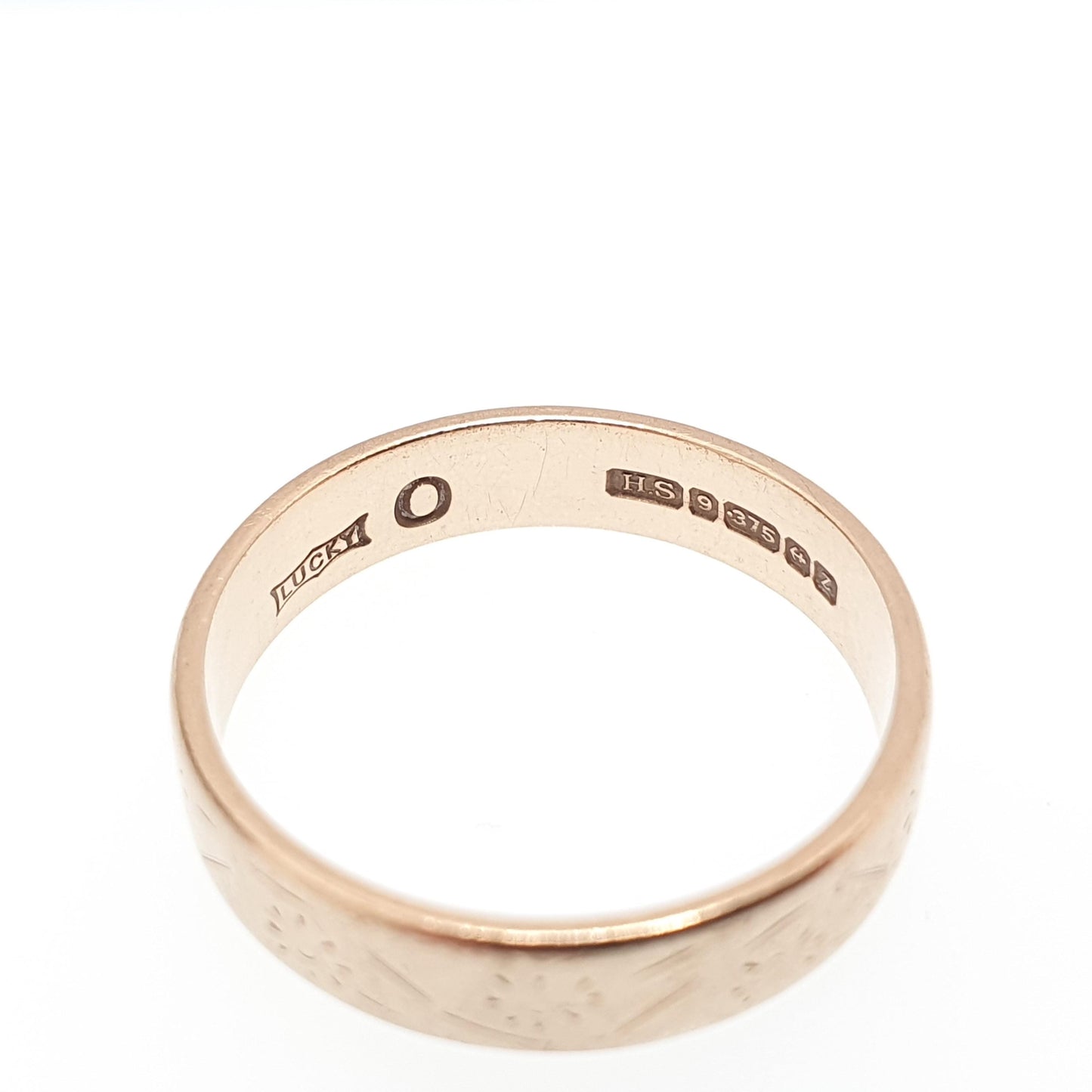 Vintage 9ct 9kt Gold Band Ring Wedding Engraved Solid 9k Stacking Stacker Mens Womens Jewelry Jewellery