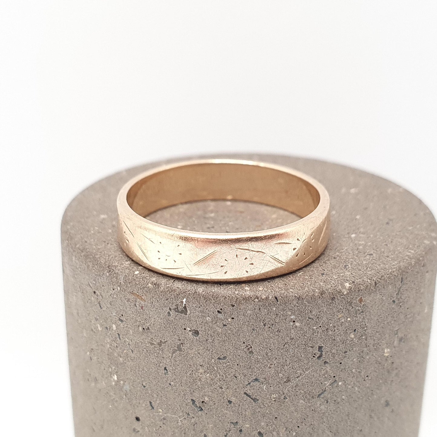 Vintage 9ct 9kt Gold Band Ring Wedding Engraved Solid 9k Stacking Stacker Mens Womens Jewelry Jewellery