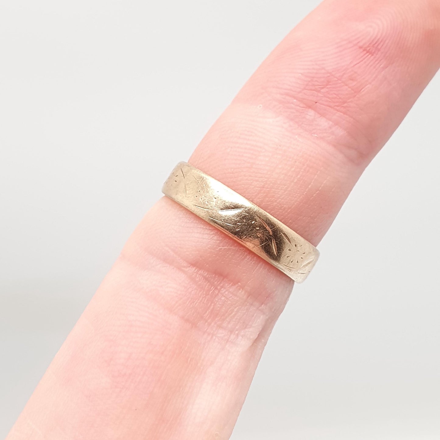 Vintage 9ct 9kt Gold Band Ring Wedding Engraved Solid 9k Stacking Stacker Mens Womens Jewelry Jewellery