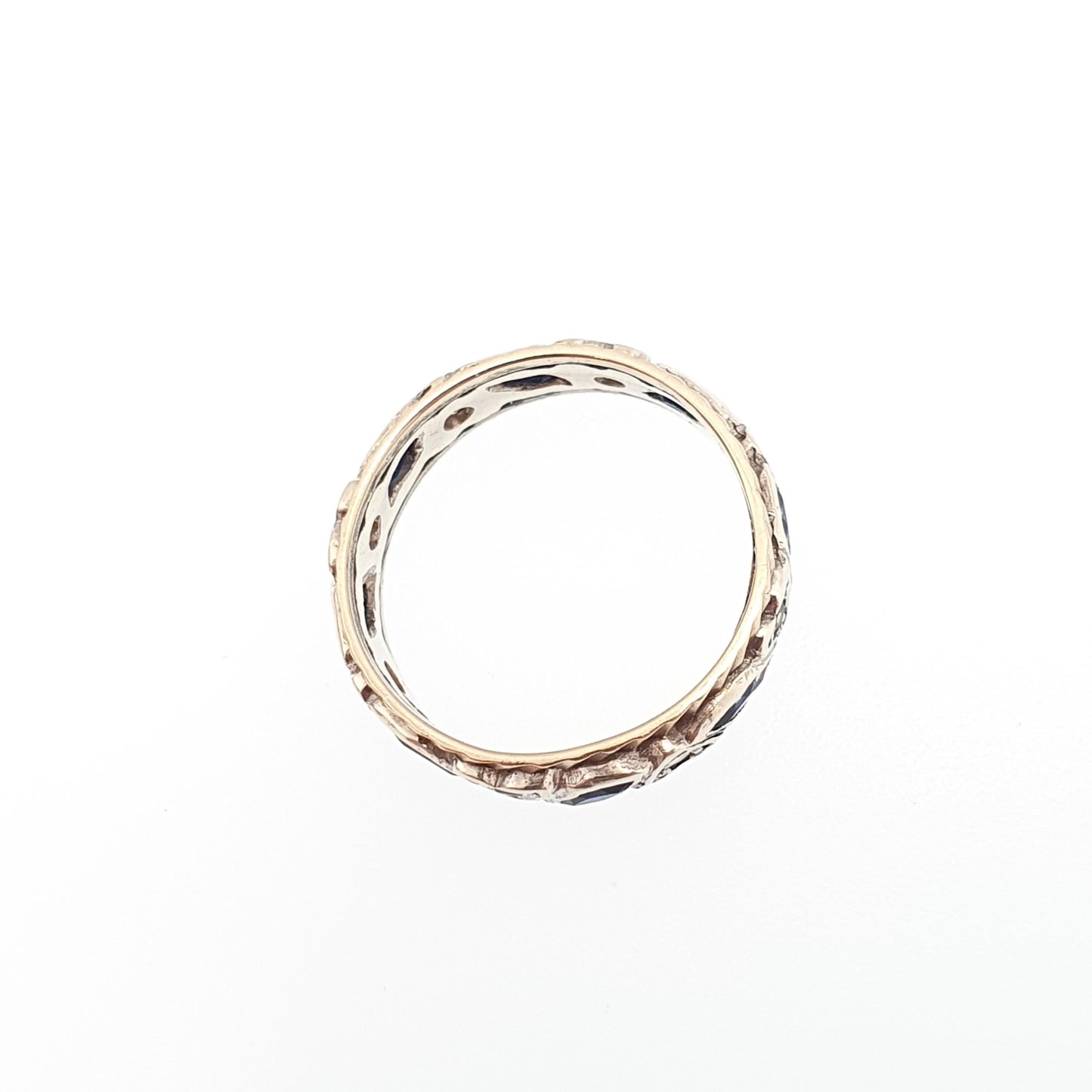 Vintage 9ct Gold Sapphire Eternity Ring White Spinel Marquise Cut Full Band Gemstone Solid 9k 375 Womens Jewelry Jewellery