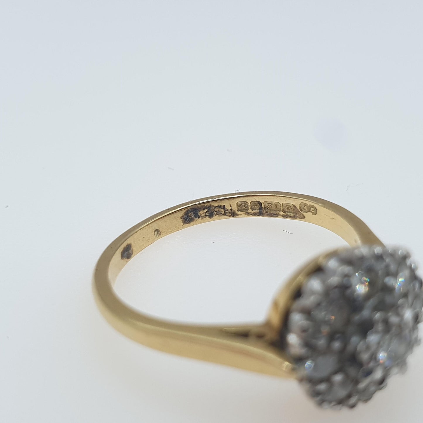 Vintage 18k 18ct Gold Diamond Ring Natural Diamonds Cluster Solid 750 18kt Wedding Womens Engagement Rings