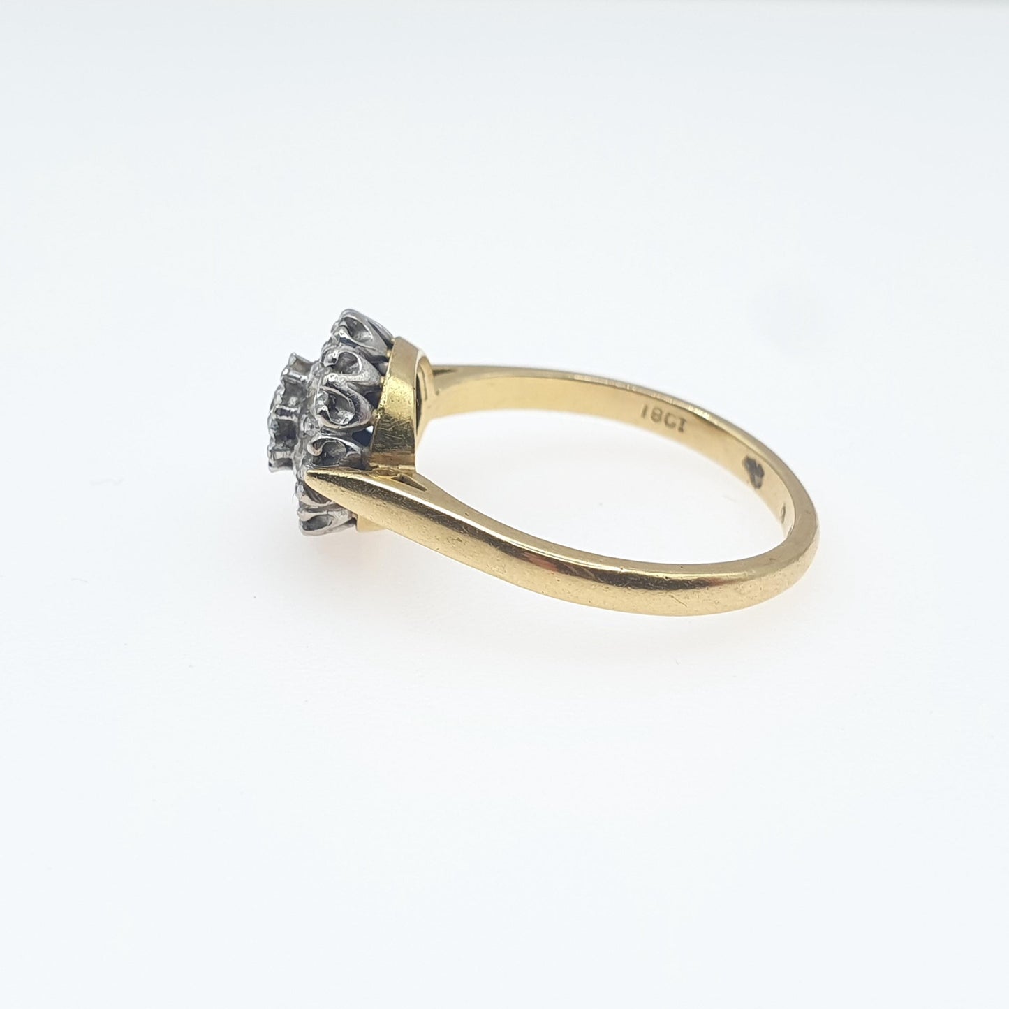Vintage 18k 18ct Gold Diamond Ring Natural Diamonds Cluster Solid 750 18kt Wedding Womens Engagement Rings