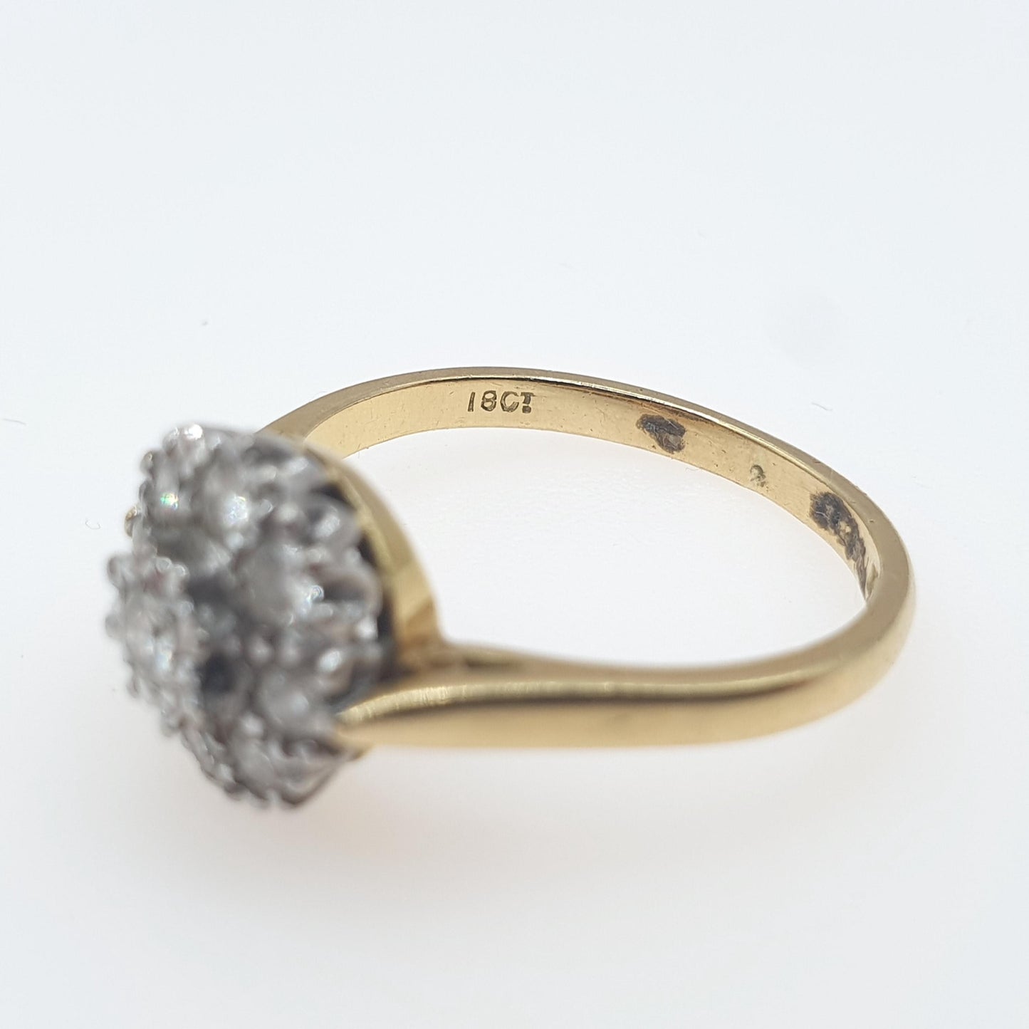 Vintage 18k 18ct Gold Diamond Ring Natural Diamonds Cluster Solid 750 18kt Wedding Womens Engagement Rings