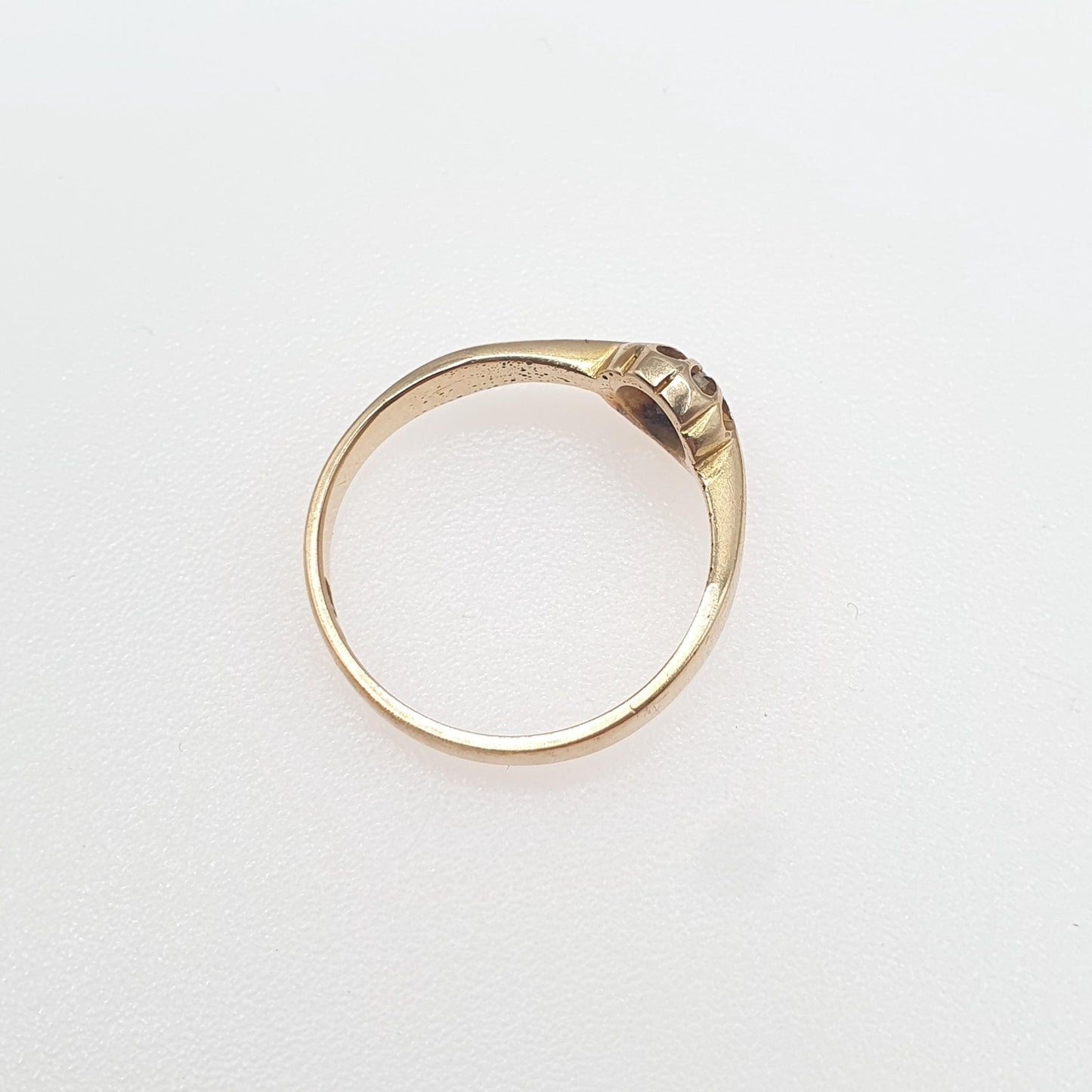 Antique 18k 18ct Gold Diamond Gypsy Ring Solitaire Natural Old Cut 1910 Hallmark Solid 750 Engagement Wedding Vintage