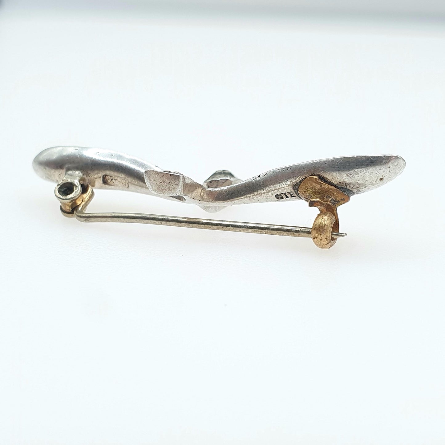 Antique Victorian Sterling Silver Diamond Paste Brooch Flower Leaf Style Art Nouveau Womens Jewelry Jewellery Vintage