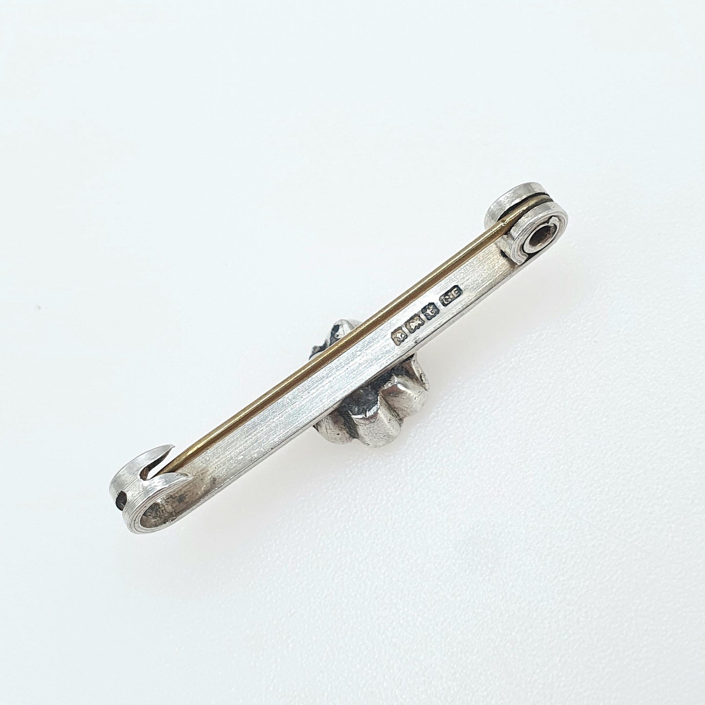 Antique Sterling Silver Black Dot Paste Brooch Georgian Cluster Centre Bar Pin Vintage Womens Jewelry Jewellery
