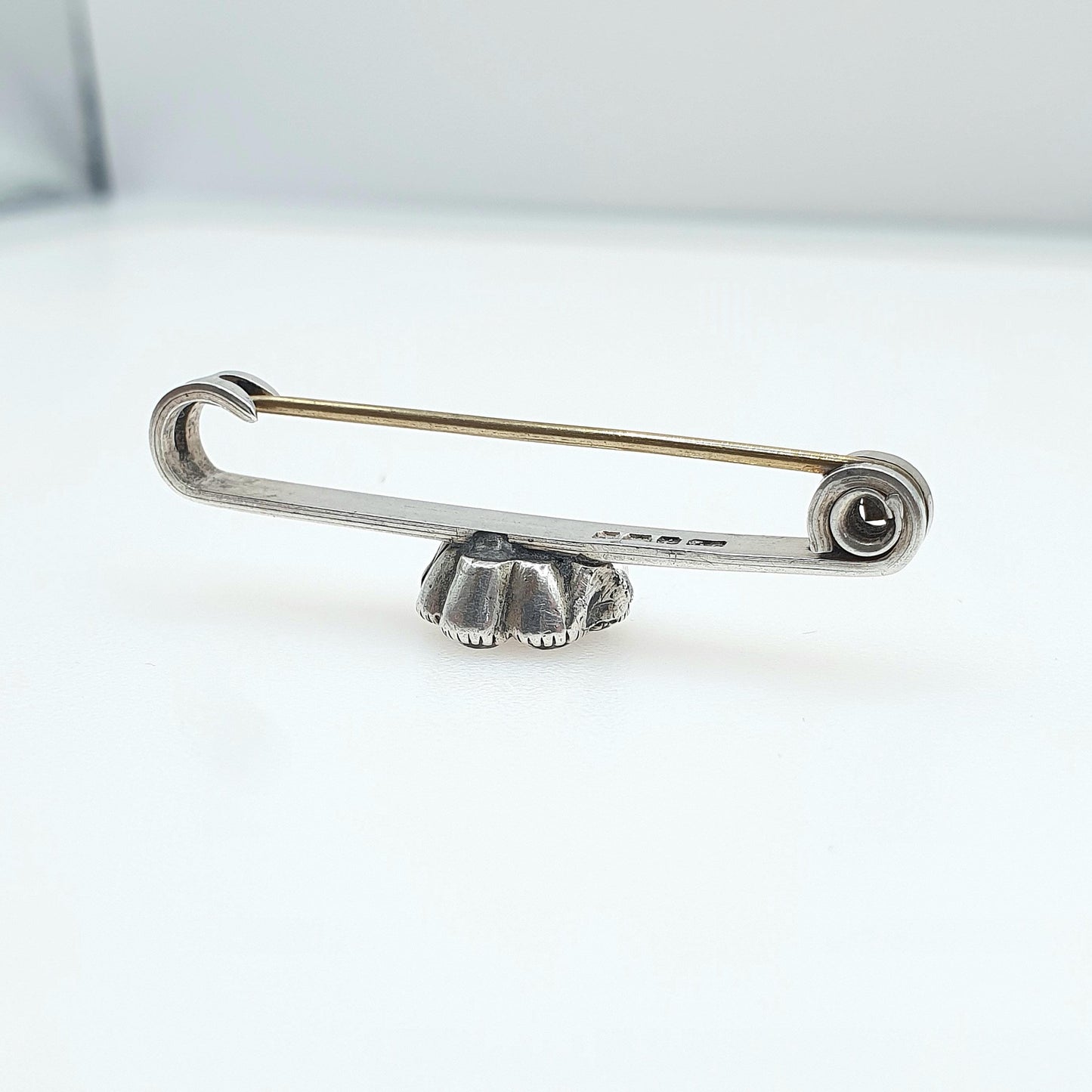 Antique Sterling Silver Black Dot Paste Brooch Georgian Cluster Centre Bar Pin Vintage Womens Jewelry Jewellery