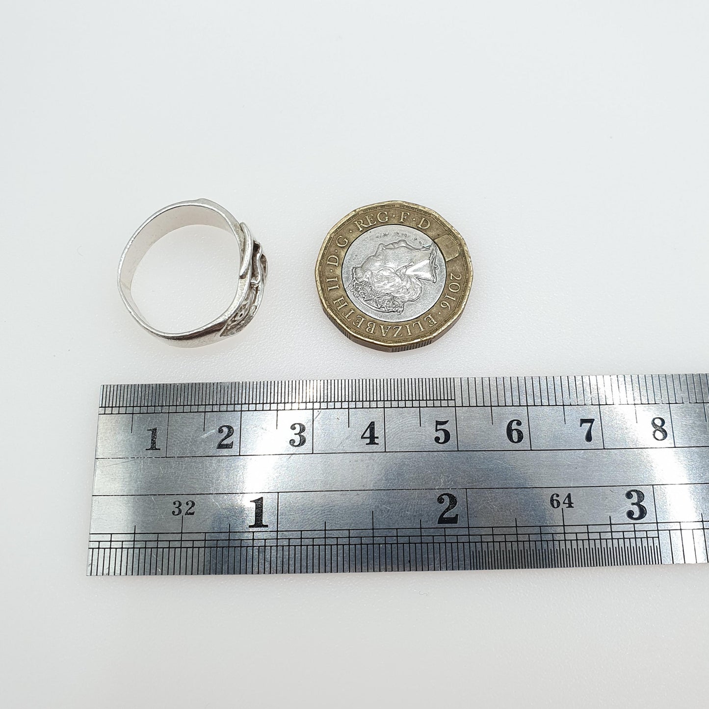 Vintage Sterling Silver Belt Buckle Ring Band Stacker Stacking Unisex Womens Mens Jewelry Jewellery UK O US 7.25
