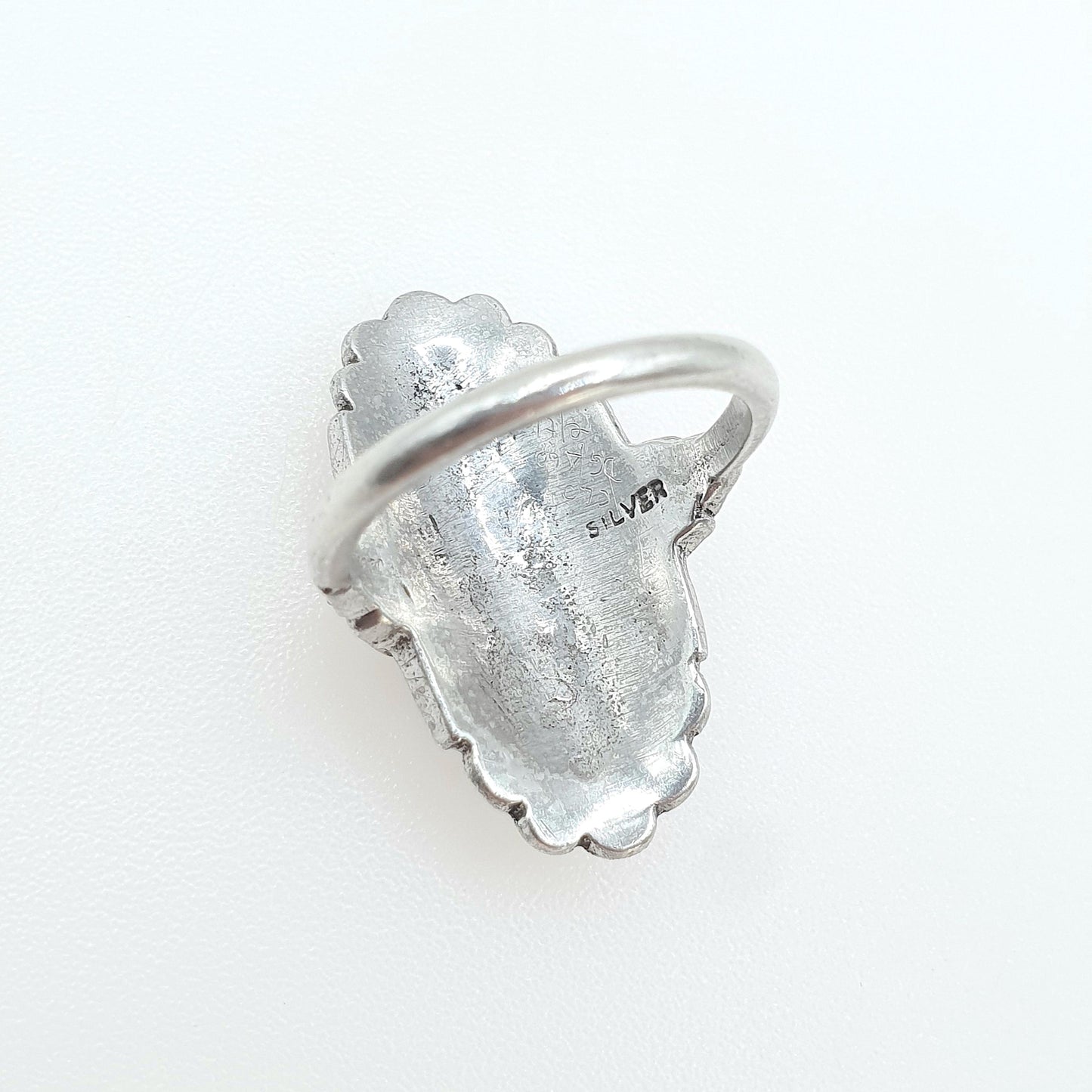 Antique Art Deco Solid Silver Marcasite Boat Ring Flapper Cocktail Large Geometric Sparkly Ladies Womens Jewelry Jewellery UK K US 5.25