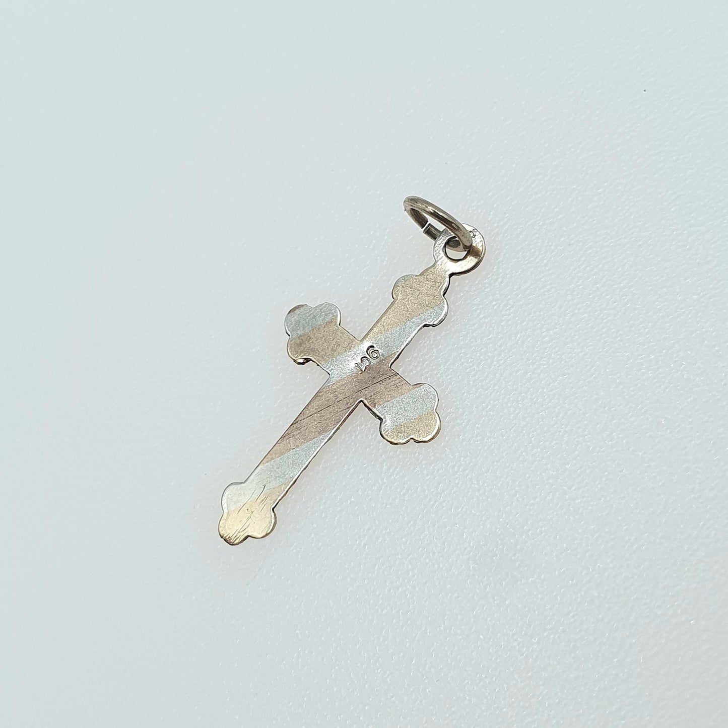 Vintage 9ct Gold Bulbed Cross Pendant Tri Colour Three Colour Gold Crucifix Charm Rose White Yellow Jewelry Jewellery