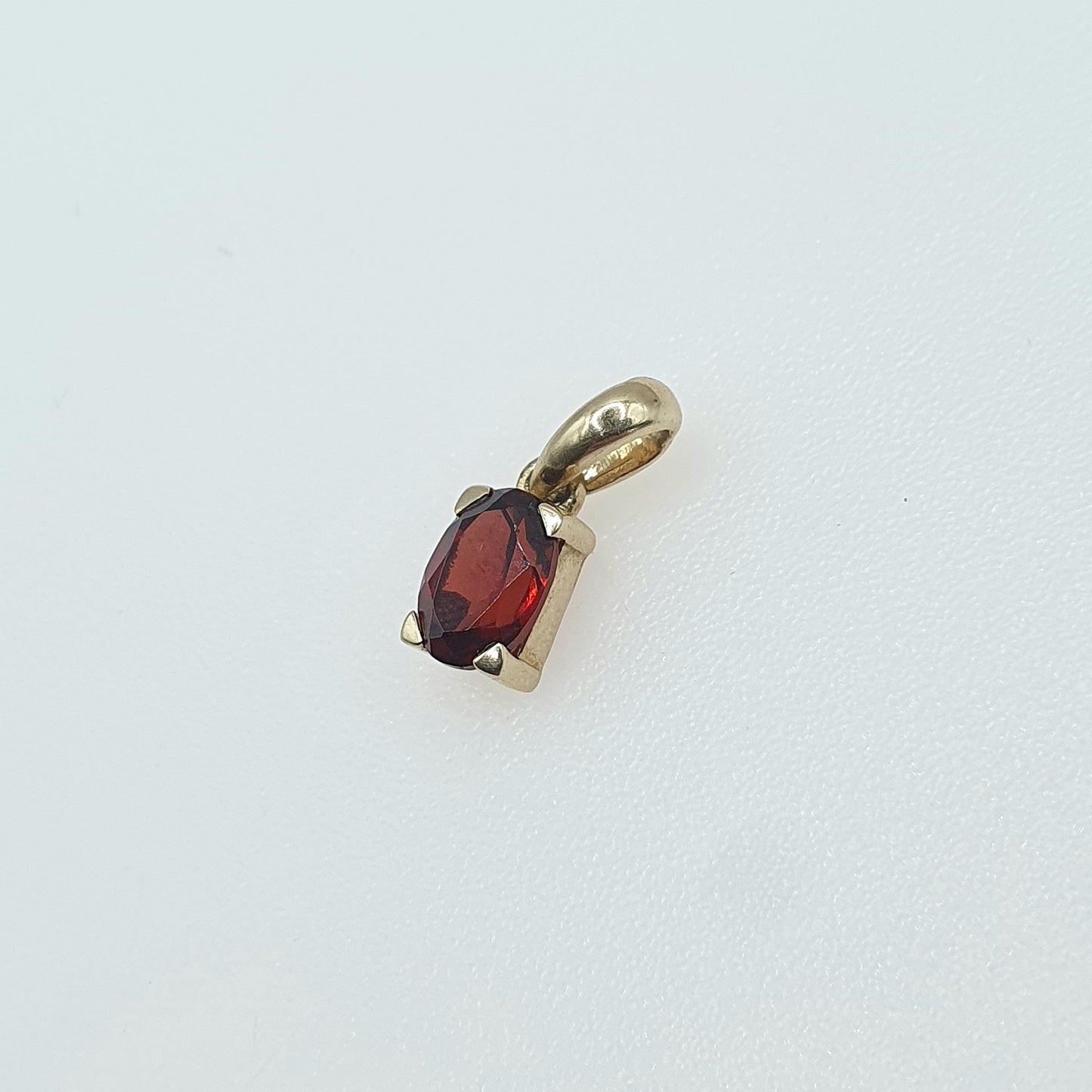 Vintage 9ct Gold Garnet Pendant Small Petite Oval Cut Solid 9k 9kt Pyrope Gemstone Tiny Cute Gift Womens Jewellery Jewelry