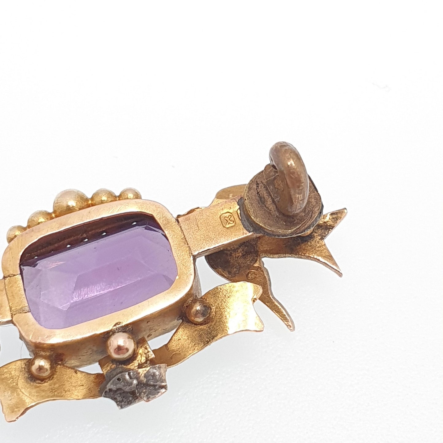 Antique 9ct Gold Amethyst Swallow Bird Brooch Bird Victorian 1897 Pin Seed Pearl Pair of Swallows Solid 9kt 9k Vintage Jewelry Jewellery