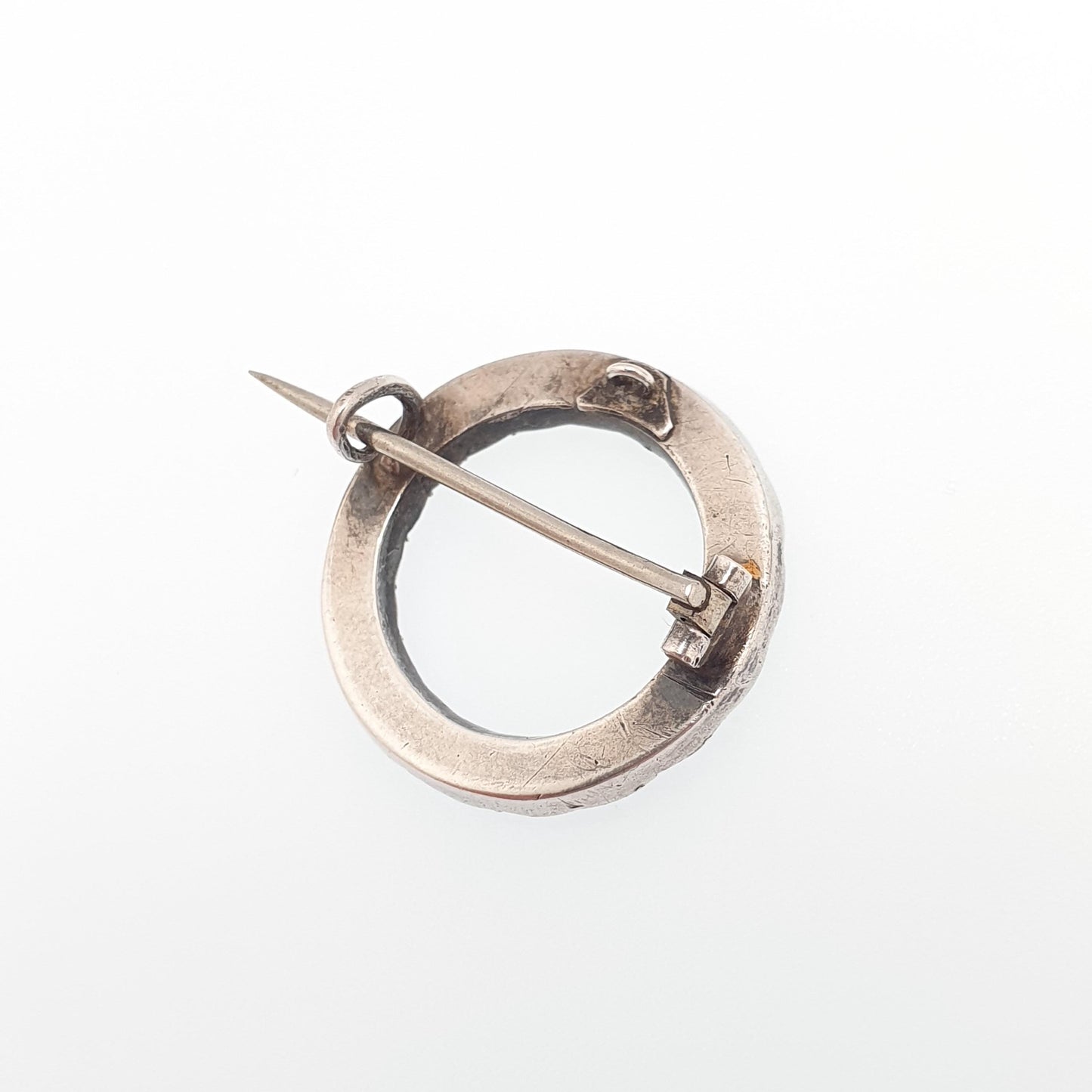 Antique Victorian Solid Silver Diamond Paste Brooch Round Infinity Circle Pin Old Vintage 1800s Jewelry Jewellery