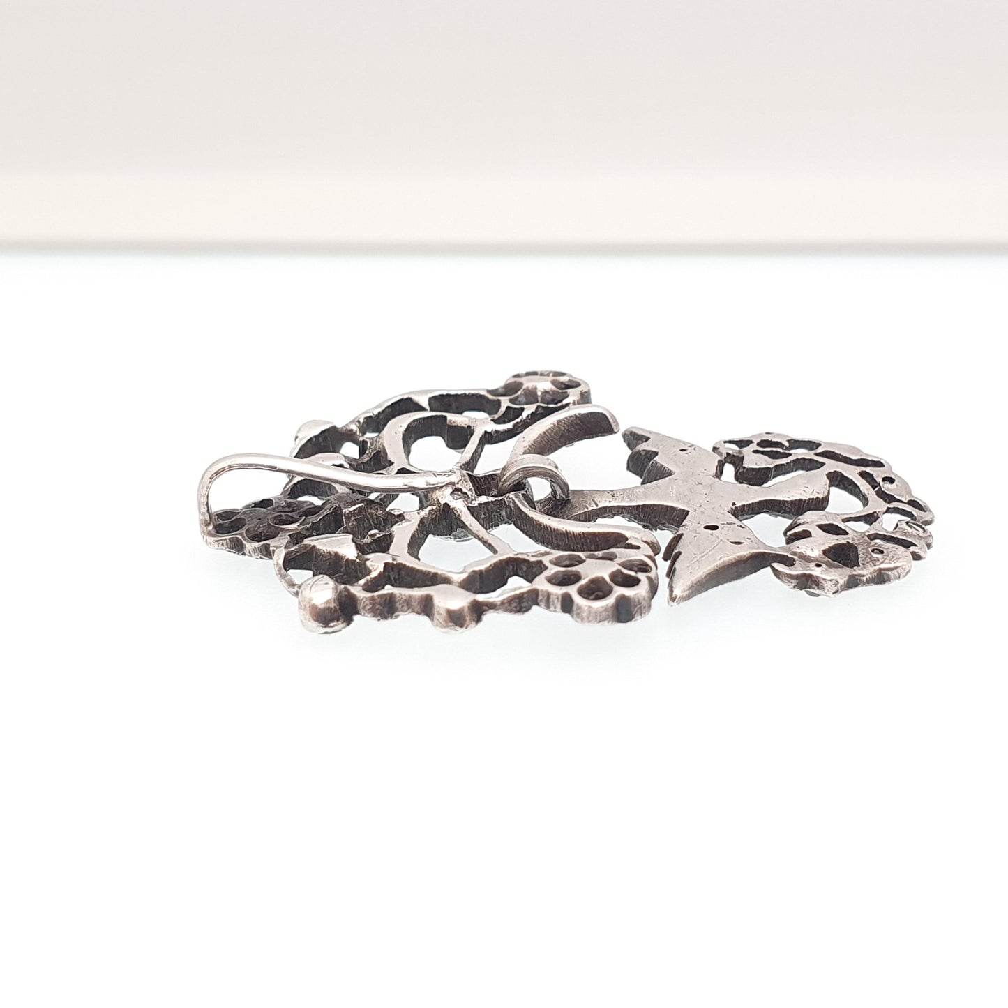 Antique Solid Silver Esprit Dove Diamond Paste Pendant Victorian Bird Necklace French Georgian Style Vintage Womens Jewellery Jewelry