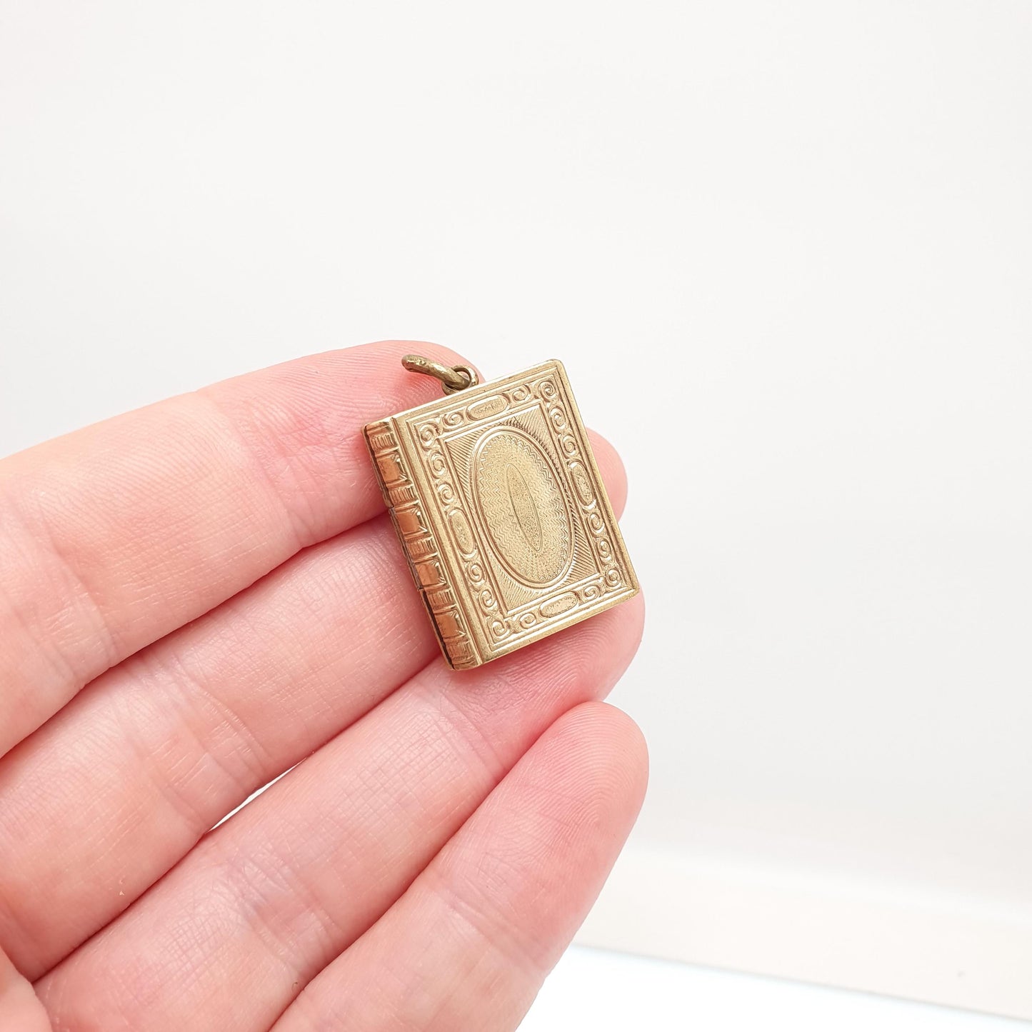 Antique Rolled Gold Book Locket Pendant Victorian Triple Picture Three Photo Gold Filled Vintage Necklace Jewelry Womens Jewellery