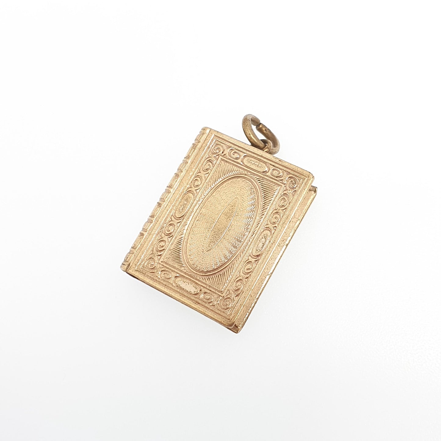 Antique Rolled Gold Book Locket Pendant Victorian Triple Picture Three Photo Gold Filled Vintage Necklace Jewelry Womens Jewellery