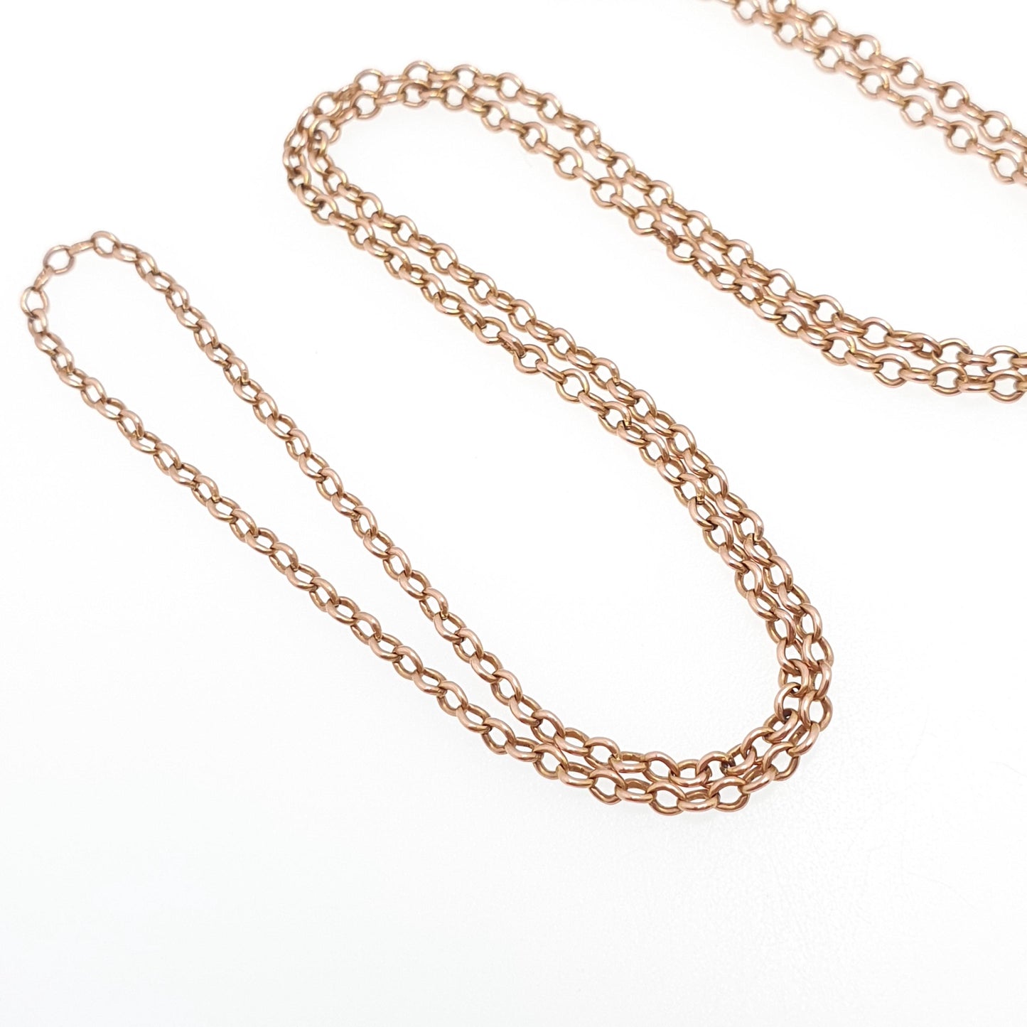 Antique 9ct 9k Rose Gold Chain Necklace Cable Trace Link Victorian 54cm 21.2" 5.42g Solid 9kt 375 Vintage Jewelry Jewelry