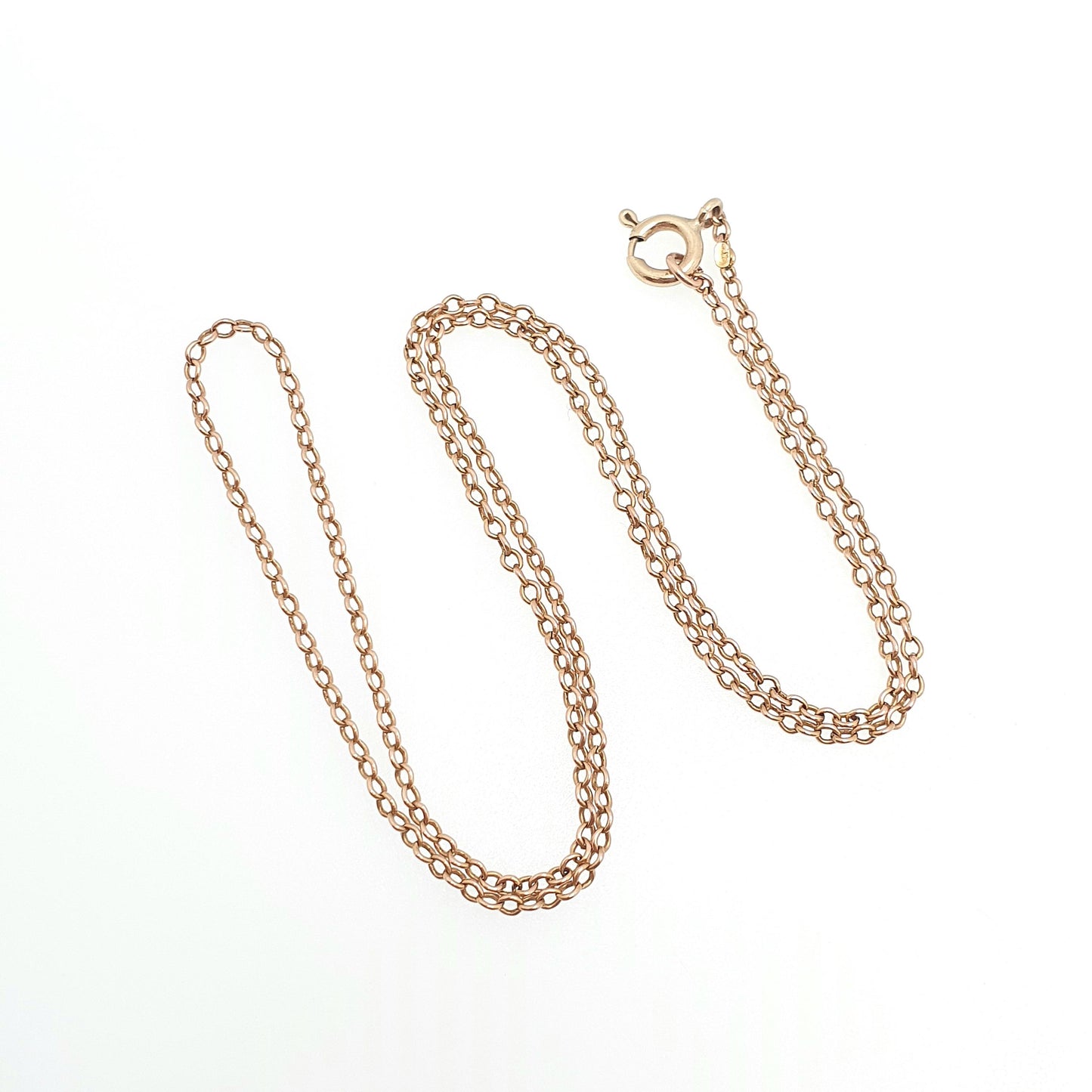 Antique 9ct 9k Rose Gold Chain Necklace Cable Trace Link Victorian 54cm 21.2" 5.42g Solid 9kt 375 Vintage Jewelry Jewelry