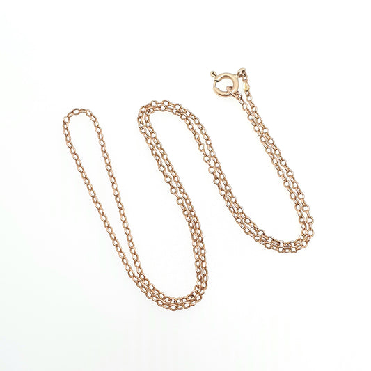 Antique 9ct 9k Rose Gold Chain Necklace Cable Trace Link Victorian 54cm 21.2" 5.42g Solid 9kt 375 Vintage Jewelry Jewelry