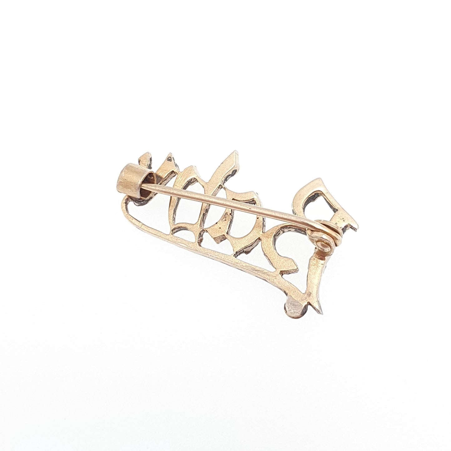 RESERVED/SOLD DON Antique Victorian Solid Silver Gold Vermeil BABY Brooch Turquoise and Seed Pearl