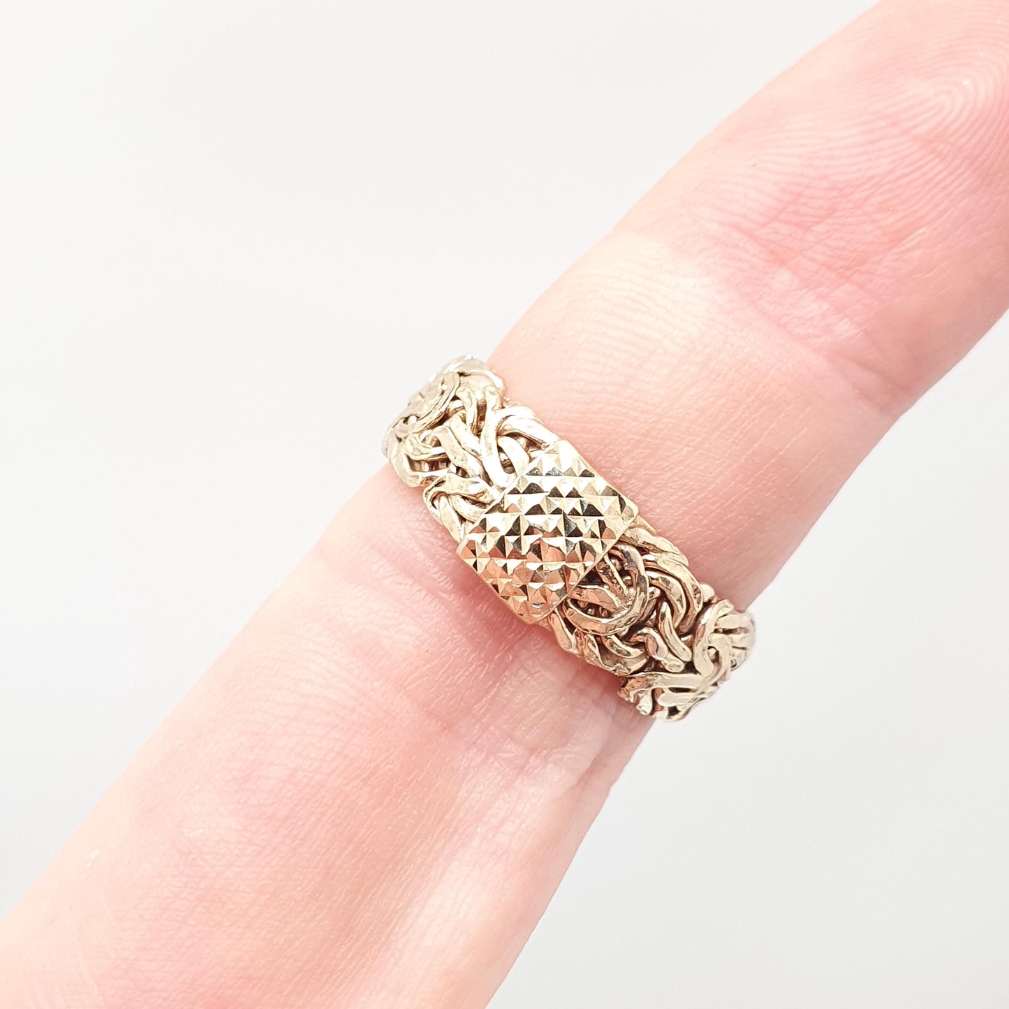 Vintage 9ct 9kt Gold Band Ring MILOR Italian Designer Woven Hammered Solid 375 9k Yellow Womens