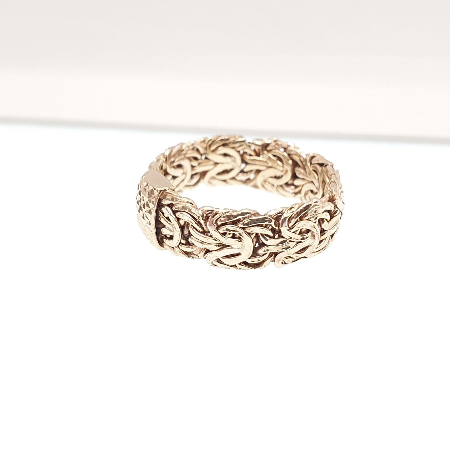 Vintage 9ct 9kt Gold Band Ring MILOR Italian Designer Woven Hammered Solid 375 9k Yellow Womens