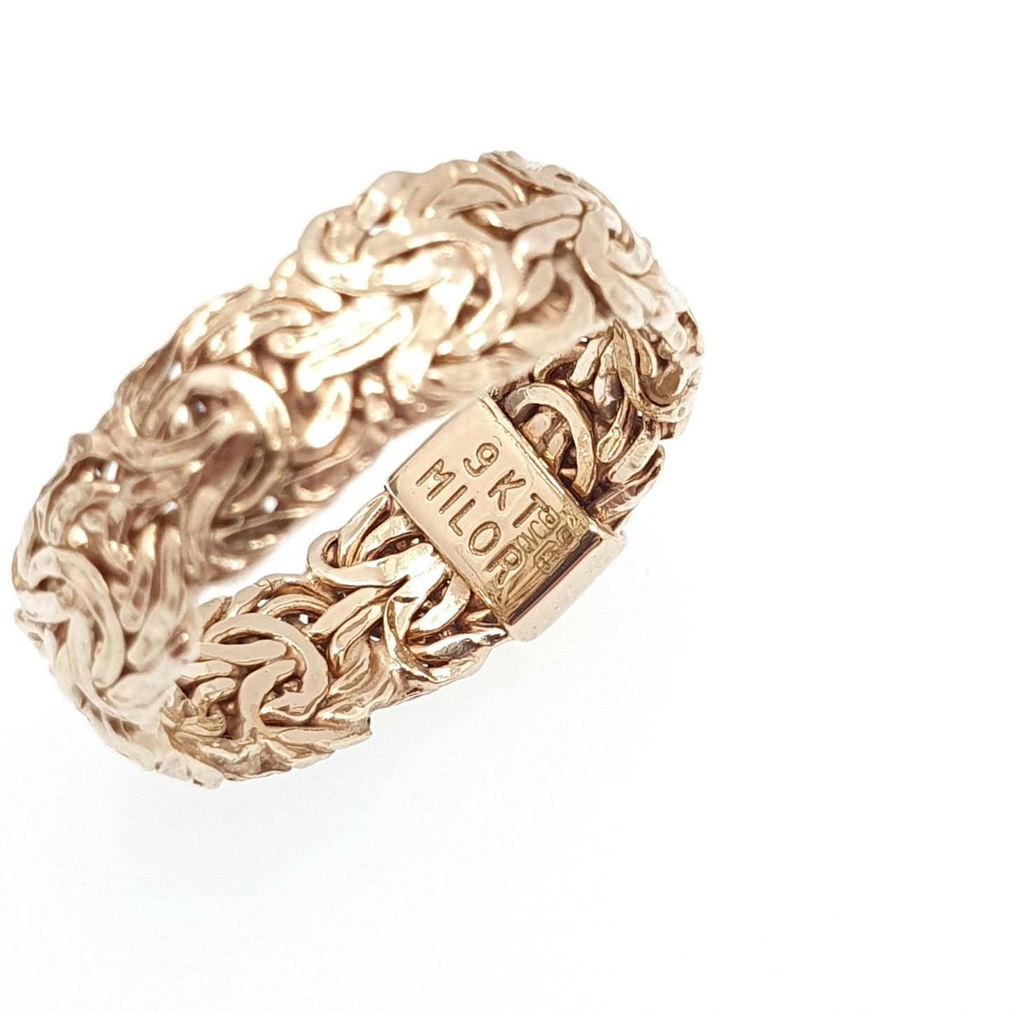 Vintage 9ct 9kt Gold Band Ring MILOR Italian Designer Woven Hammered Solid 375 9k Yellow Womens