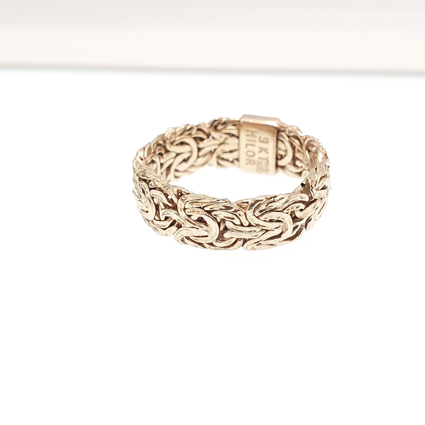 Vintage 9ct 9kt Gold Band Ring MILOR Italian Designer Woven Hammered Solid 375 9k Yellow Womens
