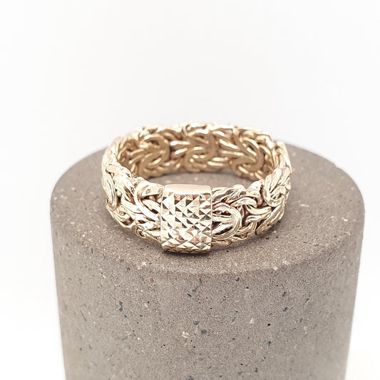 Vintage 9ct 9kt Gold Band Ring MILOR Italian Designer Woven Hammered Solid 375 9k Yellow Womens