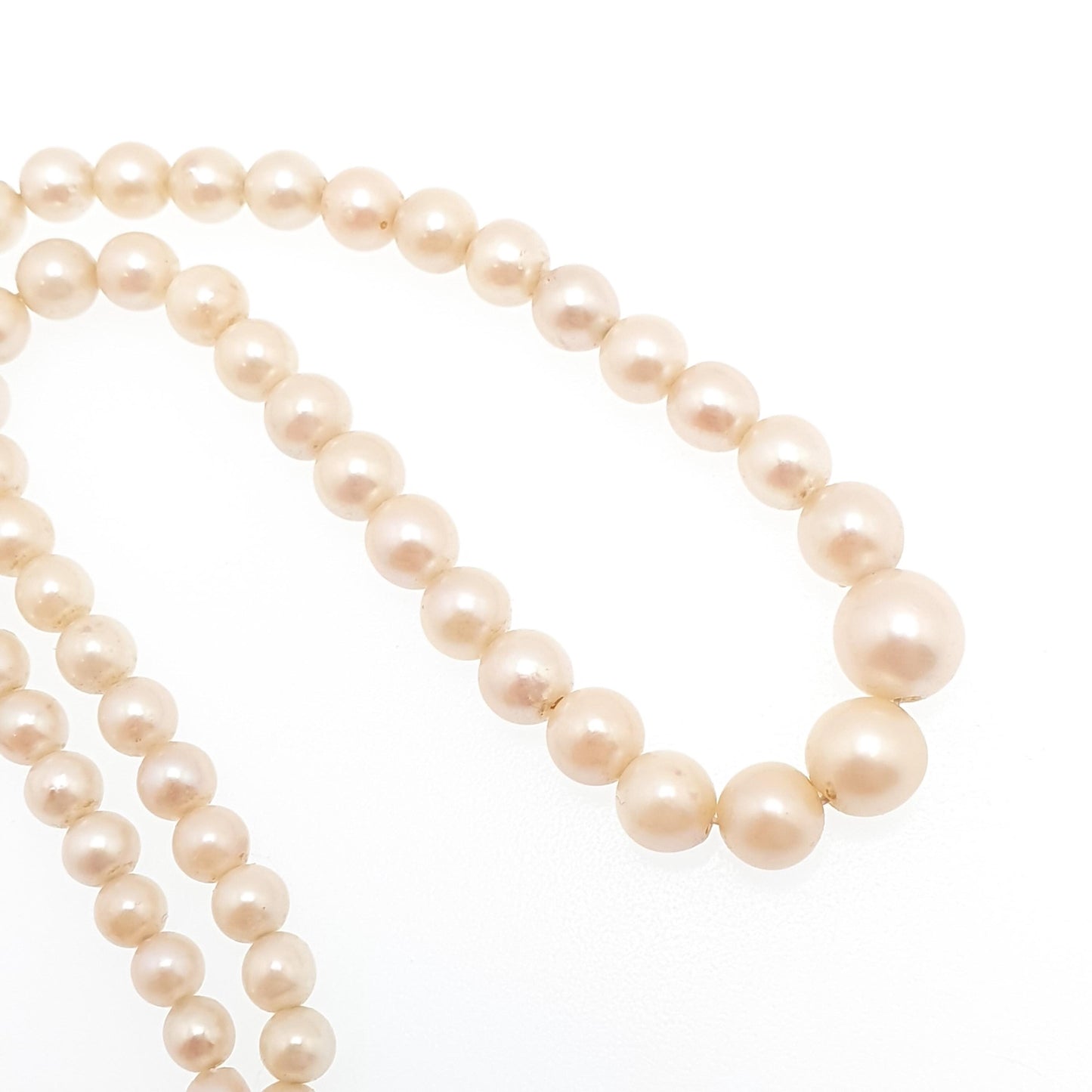 Antique White Sapphire Cultured Pearl Necklace 9ct Gold & Solid Silver Clasp Victorian 14.42g 42cm Vintage Genuine Real Pearls