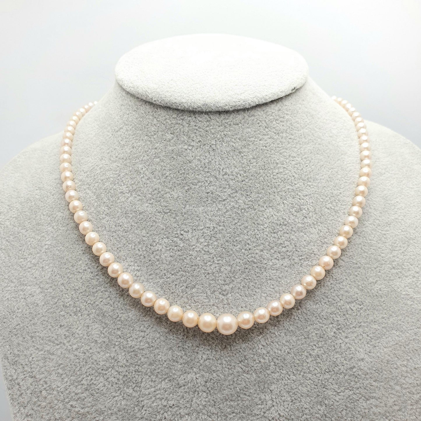 Antique White Sapphire Cultured Pearl Necklace 9ct Gold & Solid Silver Clasp Victorian 14.42g 42cm Vintage Genuine Real Pearls