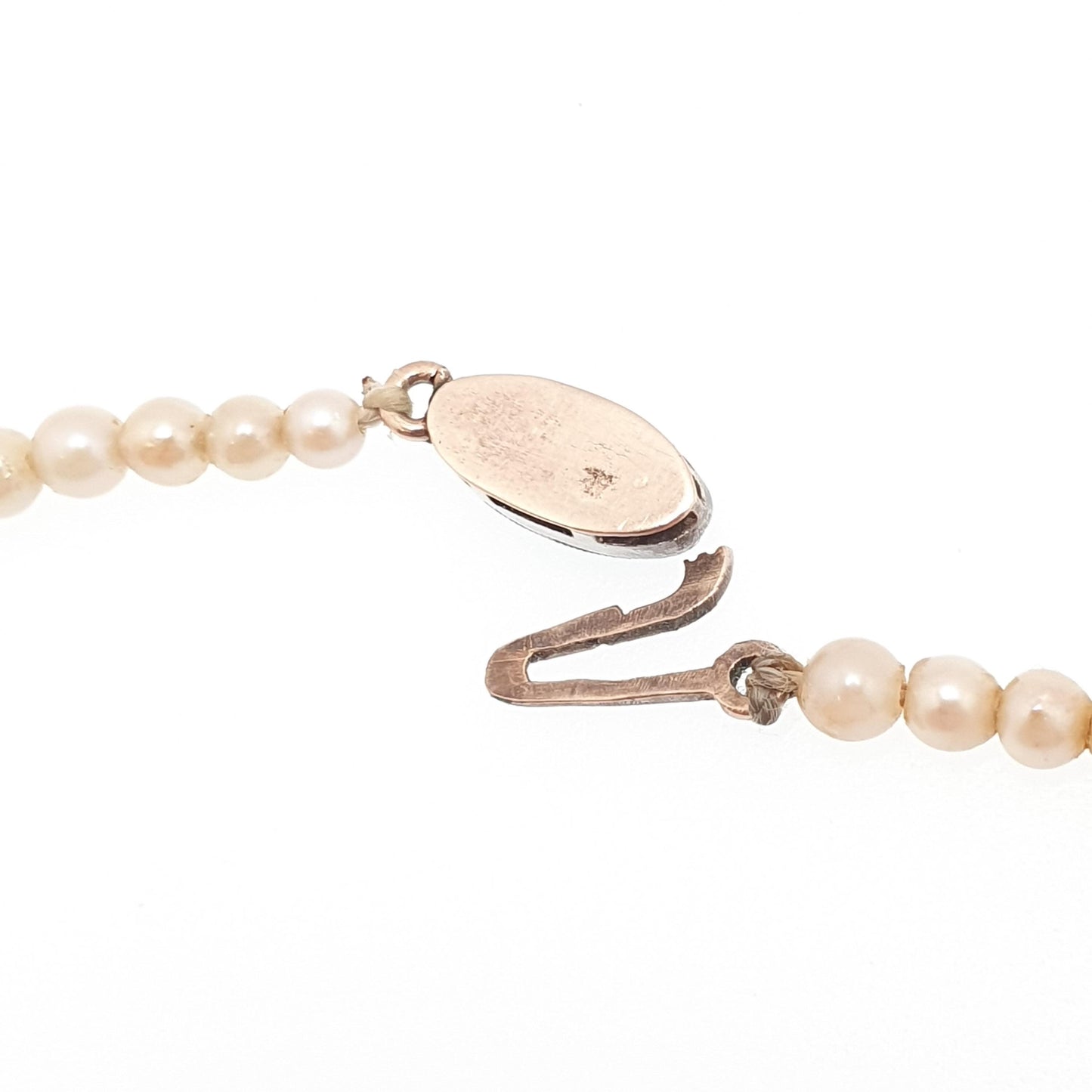 Antique White Sapphire Cultured Pearl Necklace 9ct Gold & Solid Silver Clasp Victorian 14.42g 42cm Vintage Genuine Real Pearls