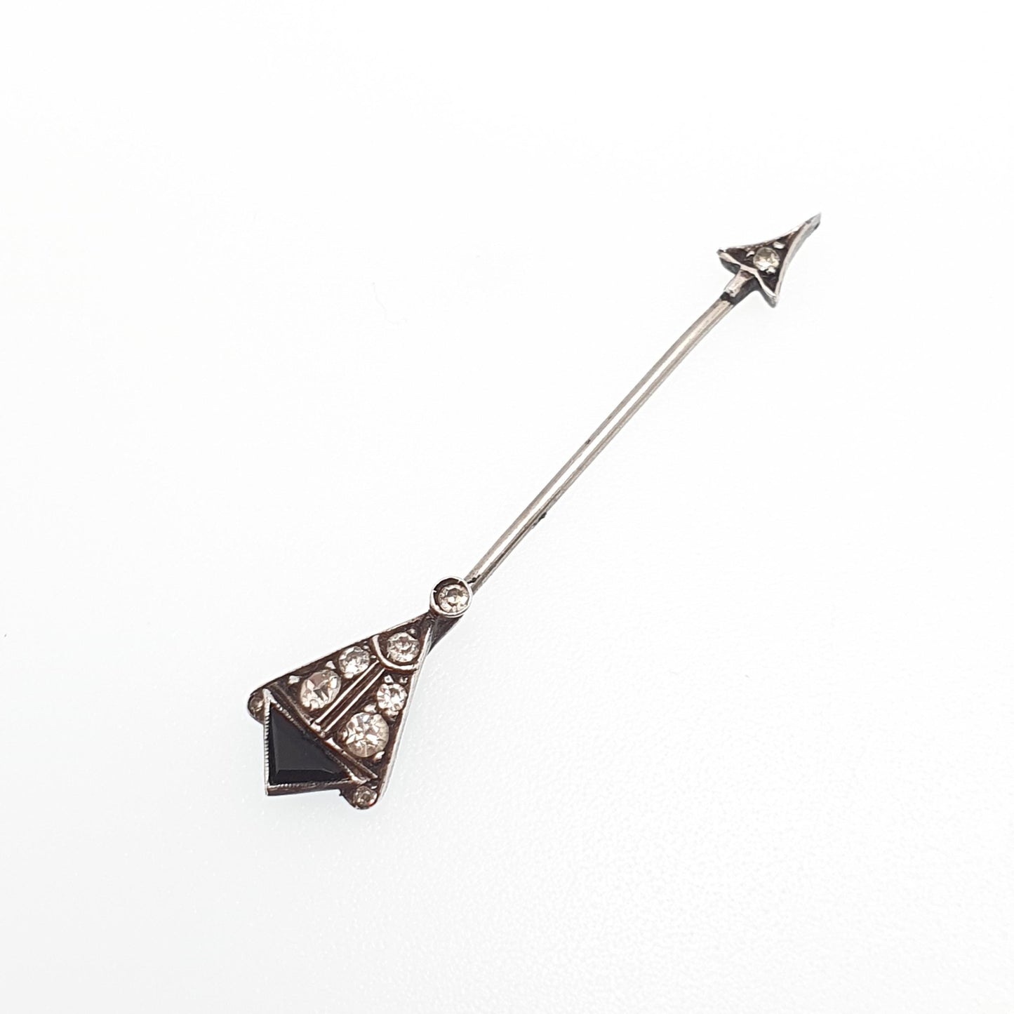 Antique Victorian Solid Silver Diamond Paste Arrow Stick Pin Lapel Genuine Vintage Lapel Jacket Coat Gents Mens Jewelry