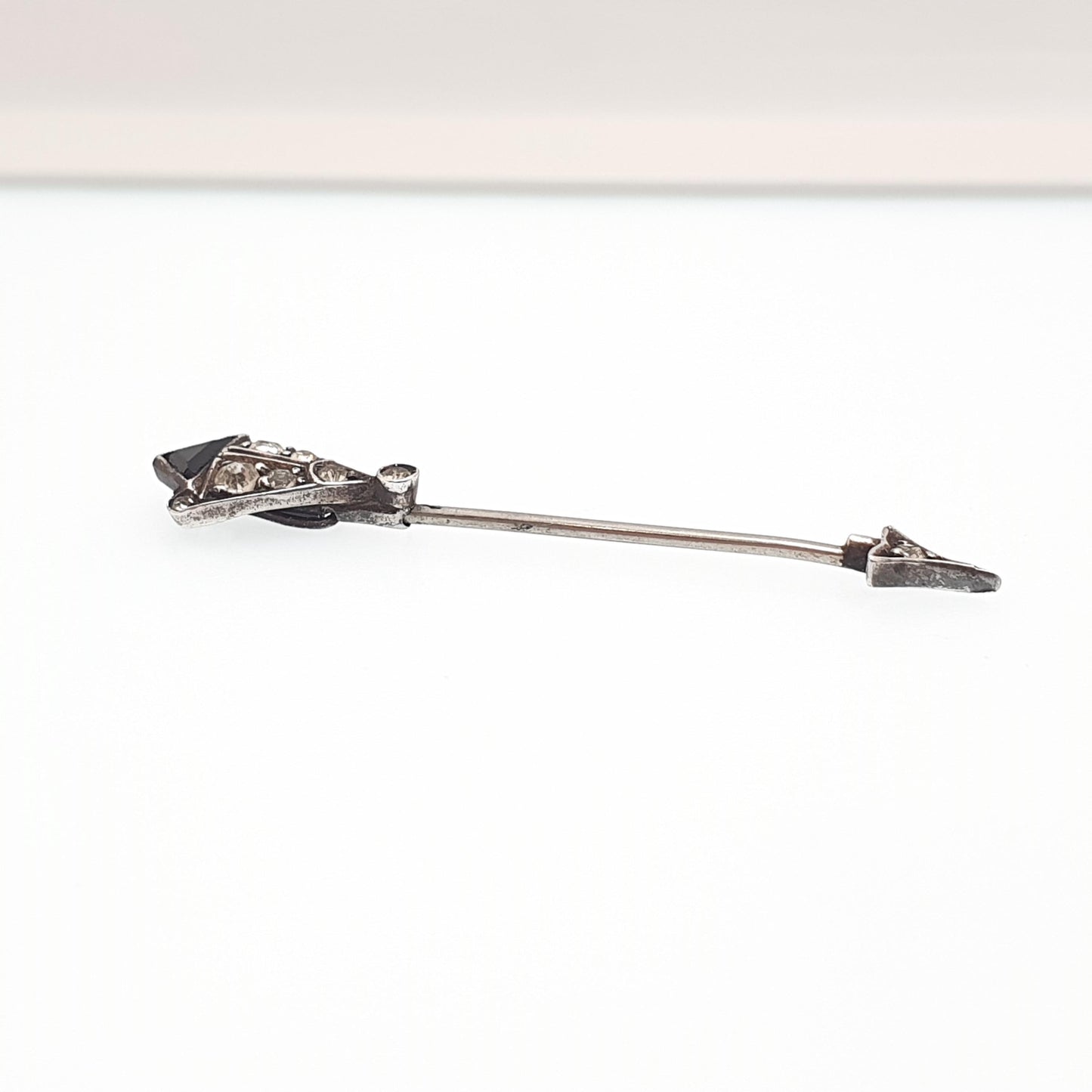 Antique Victorian Solid Silver Diamond Paste Arrow Stick Pin Lapel Genuine Vintage Lapel Jacket Coat Gents Mens Jewelry