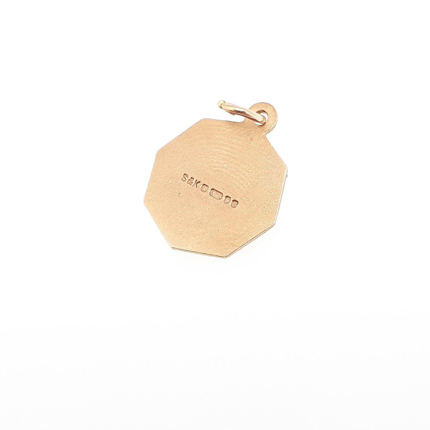 Vintage 9ct 9k Gold St Christopher Charm Pendant Octagonal Small 1979 Hallmark Solid 9kt Necklace Cute Saint Christian Men Women
