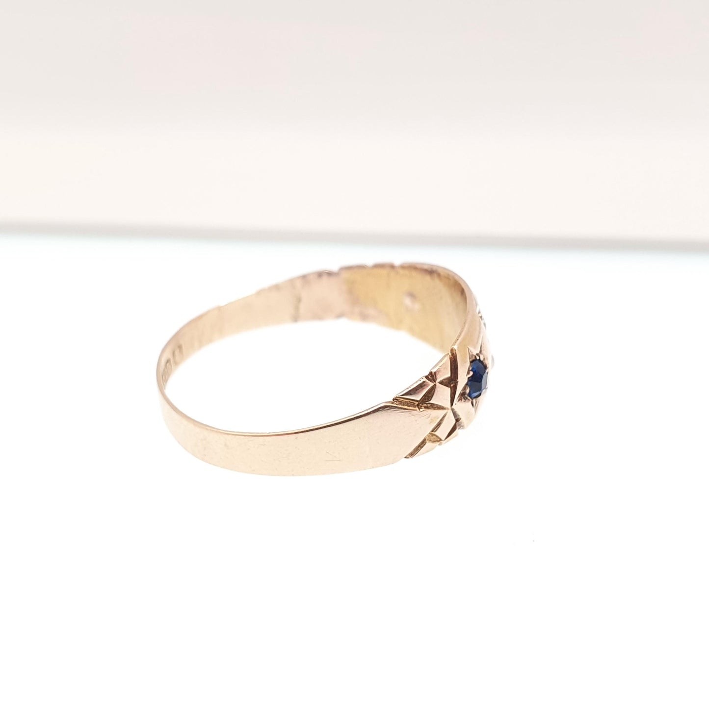 Antique 15ct Gold Sapphire Ring Seed Pearl Cross 1905 Hallmark Solid 625 15 Carat Fine Estate Womens Vintage Jewelry Jewellery