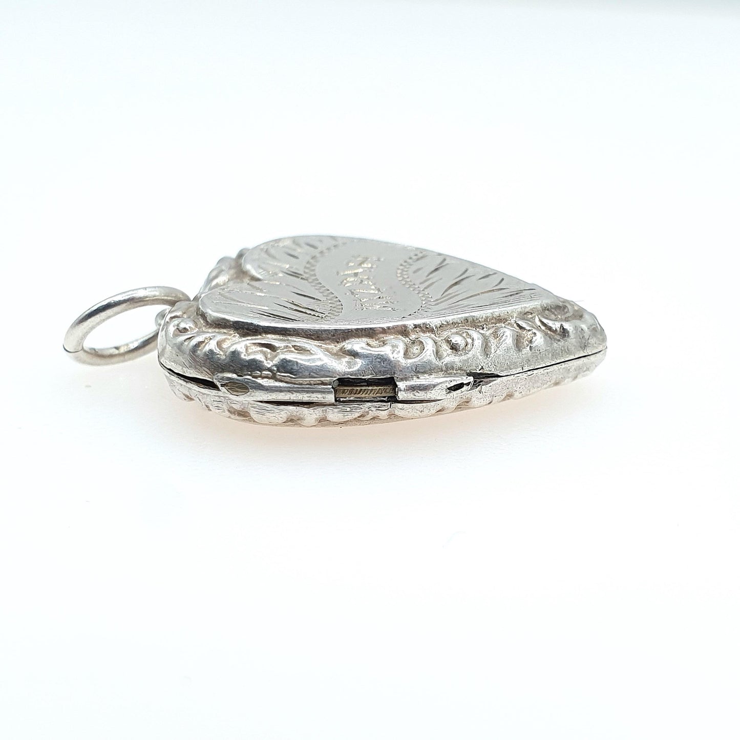 Antique Victorian Solid Silver MIZPAH Heart Pendant Necklace Womens Mens Jewelry Vintage Jewellery