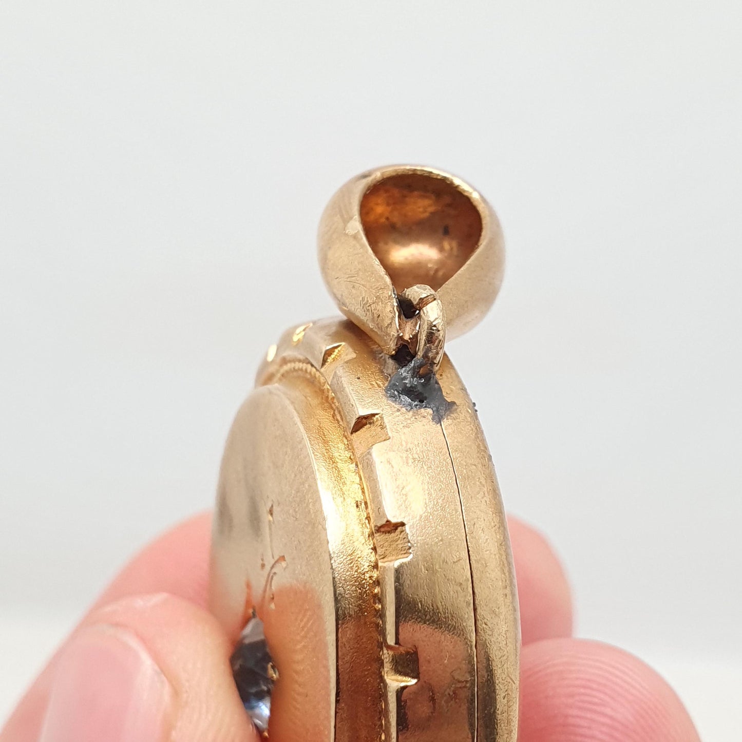 Antique Victorian Gold Gilt Diamond Paste Necklace Pendant Base Metal Large Oval Vintage 1800s Big Jewellery Jewelry
