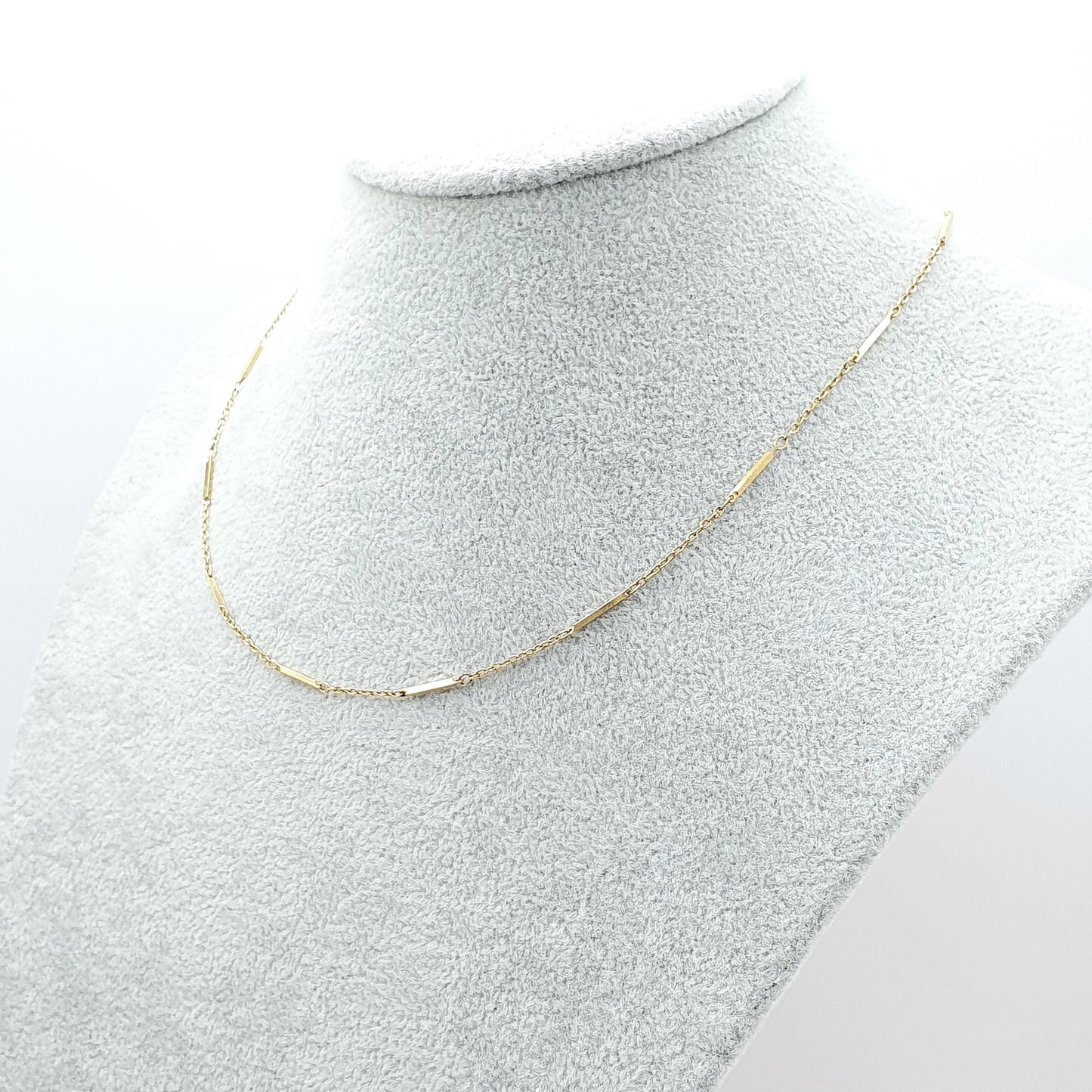 Vintage Rolled Gold Filled Bar and Cable Link Chain Necklace Antique Style 45cm 2.21g Jewelry Jewellery