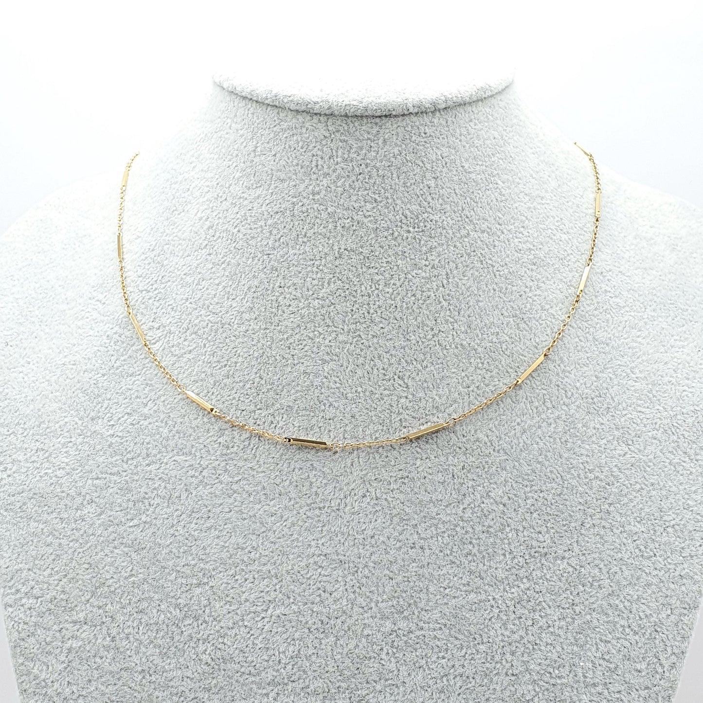 Vintage Rolled Gold Filled Bar and Cable Link Chain Necklace Antique Style 45cm 2.21g Jewelry Jewellery